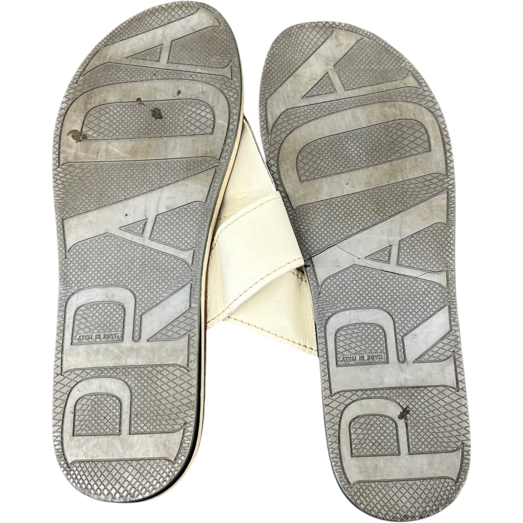Women's Logo Embossed Sandals Cream Size EU 36 / UK 3