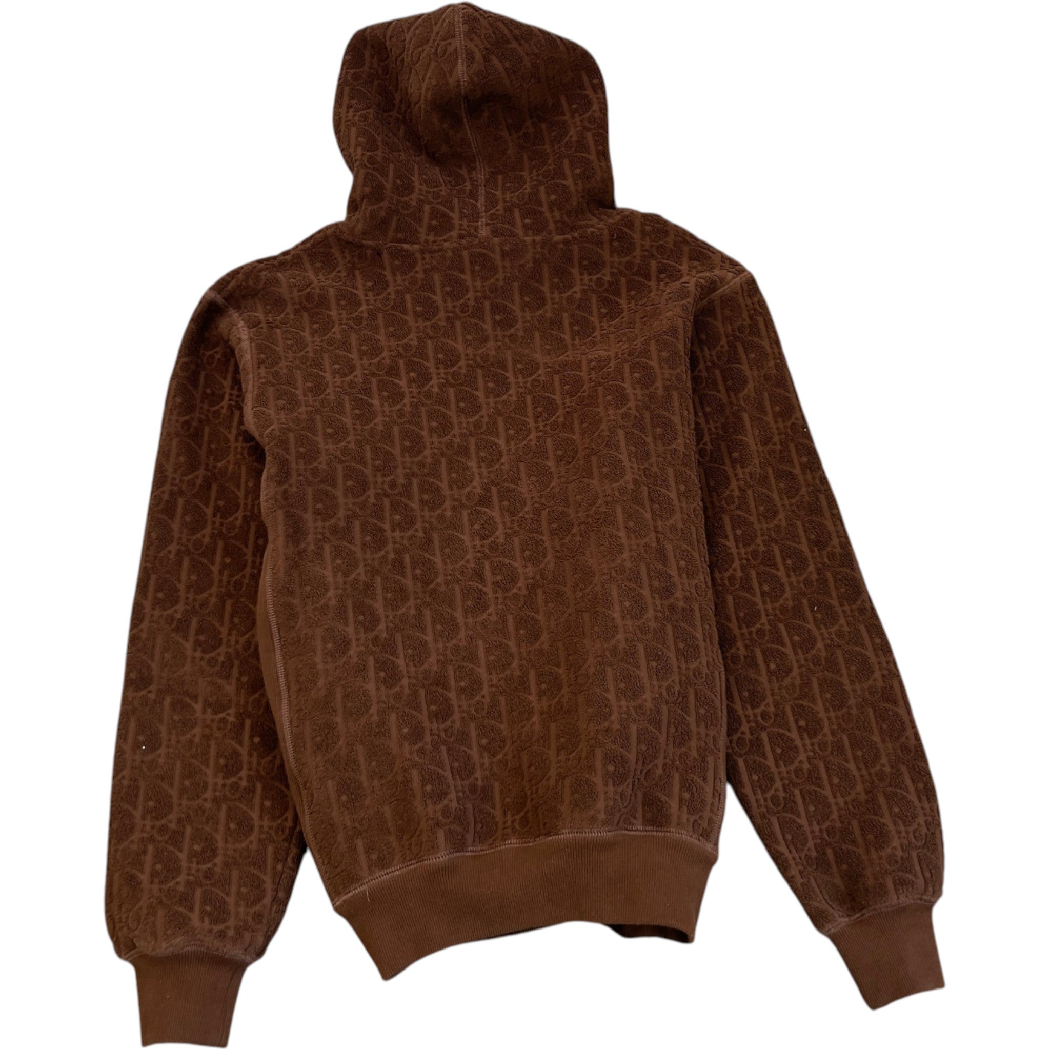 Men's Oblique Towelling Hoodie Brown Size XS