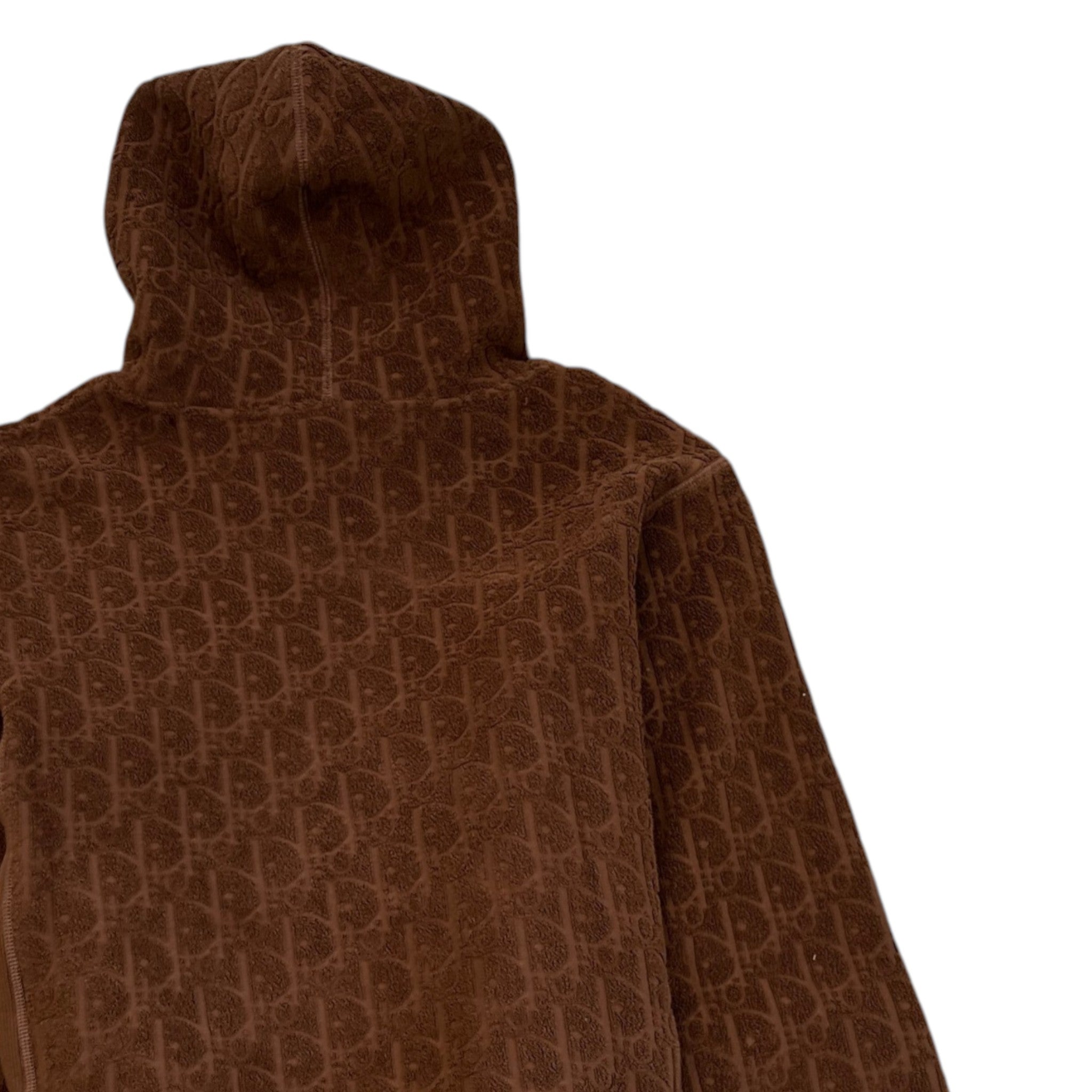 Men's Oblique Towelling Hoodie Brown Size XS