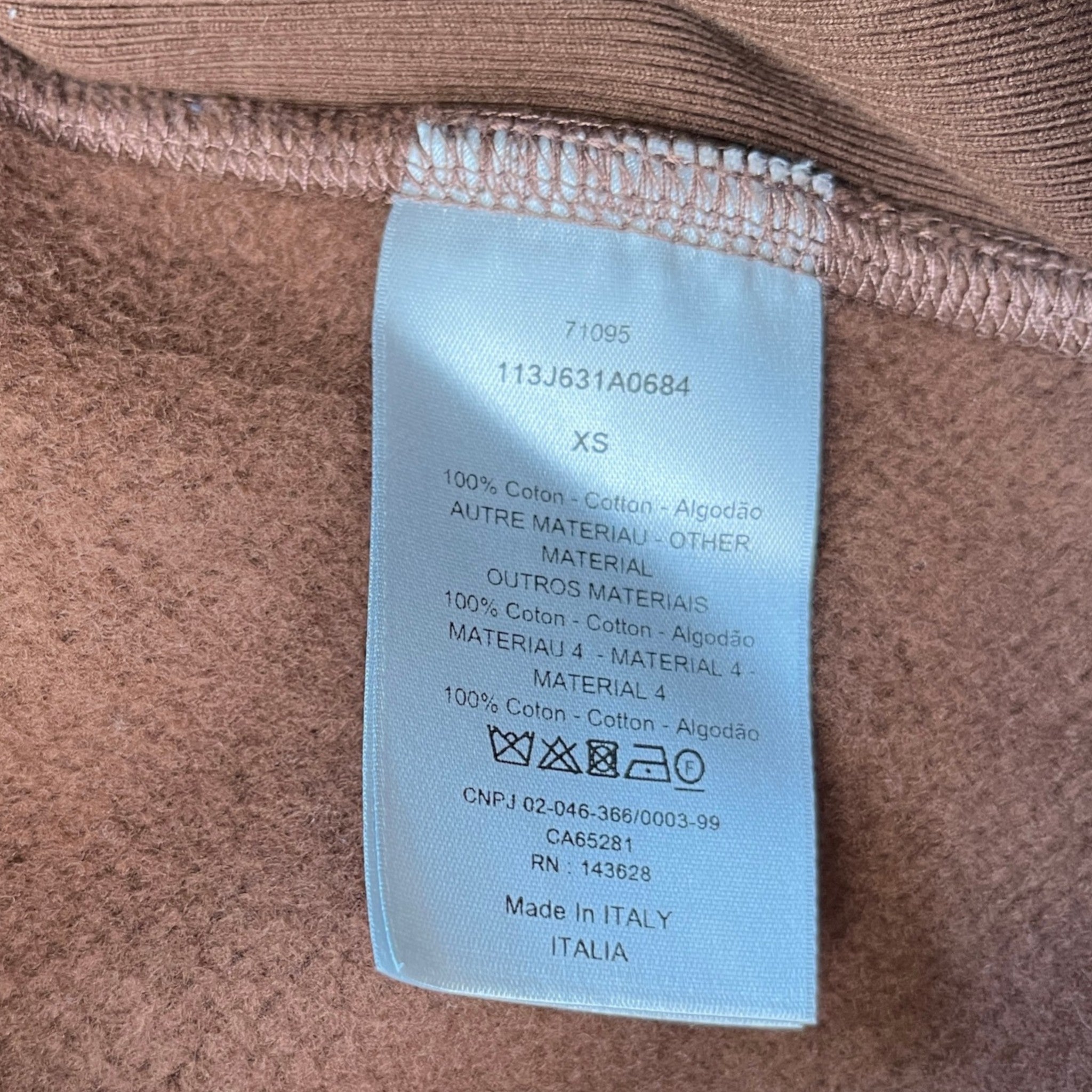 Men's Oblique Towelling Hoodie Brown Size XS