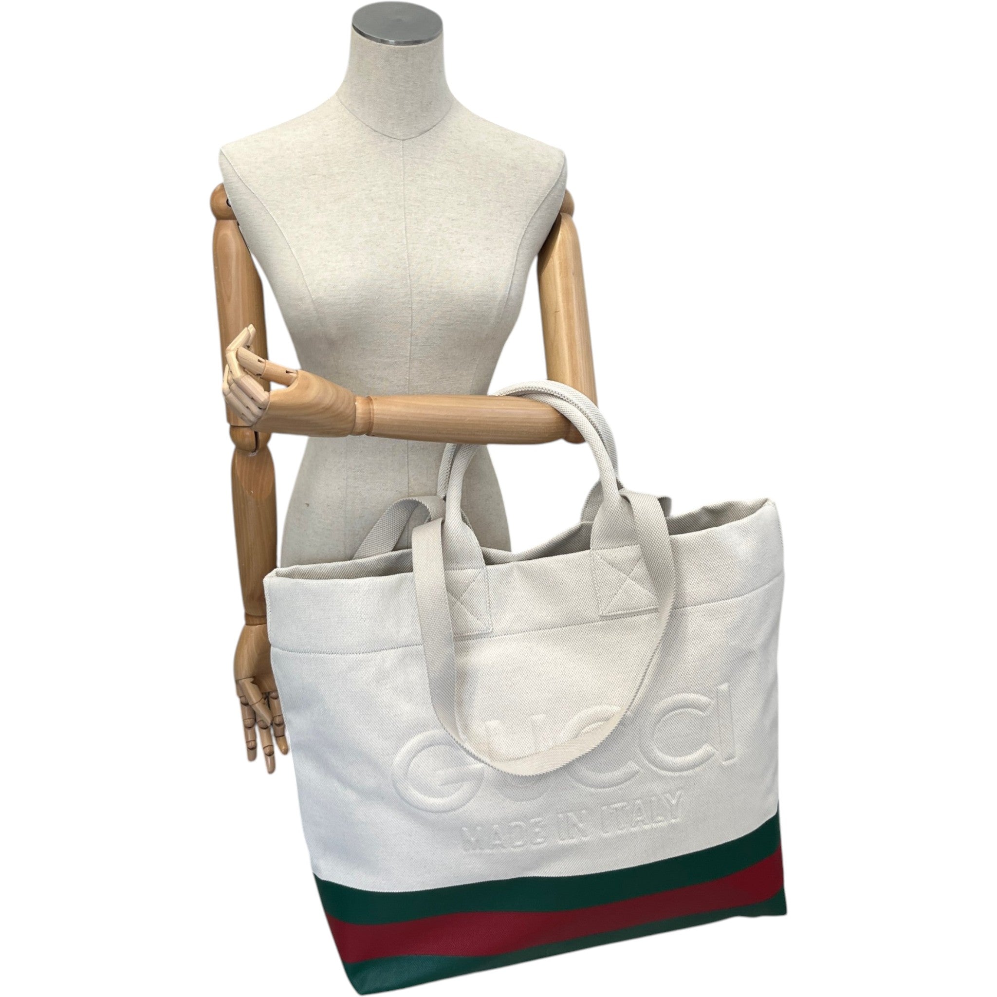 Women's Large Logo Web Stripe Bag Beige