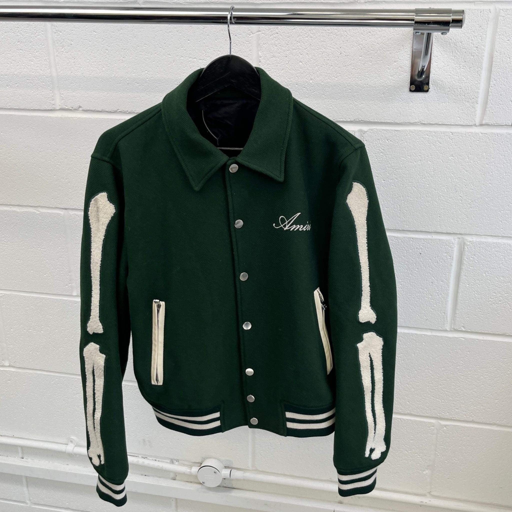 Men's Bones Wool Bomber Jacket Green Size IT 48 / M