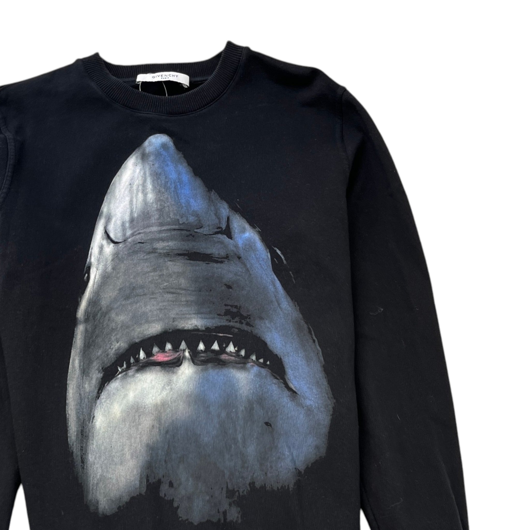 Men's Shark Print Sweatshirt Black Size M