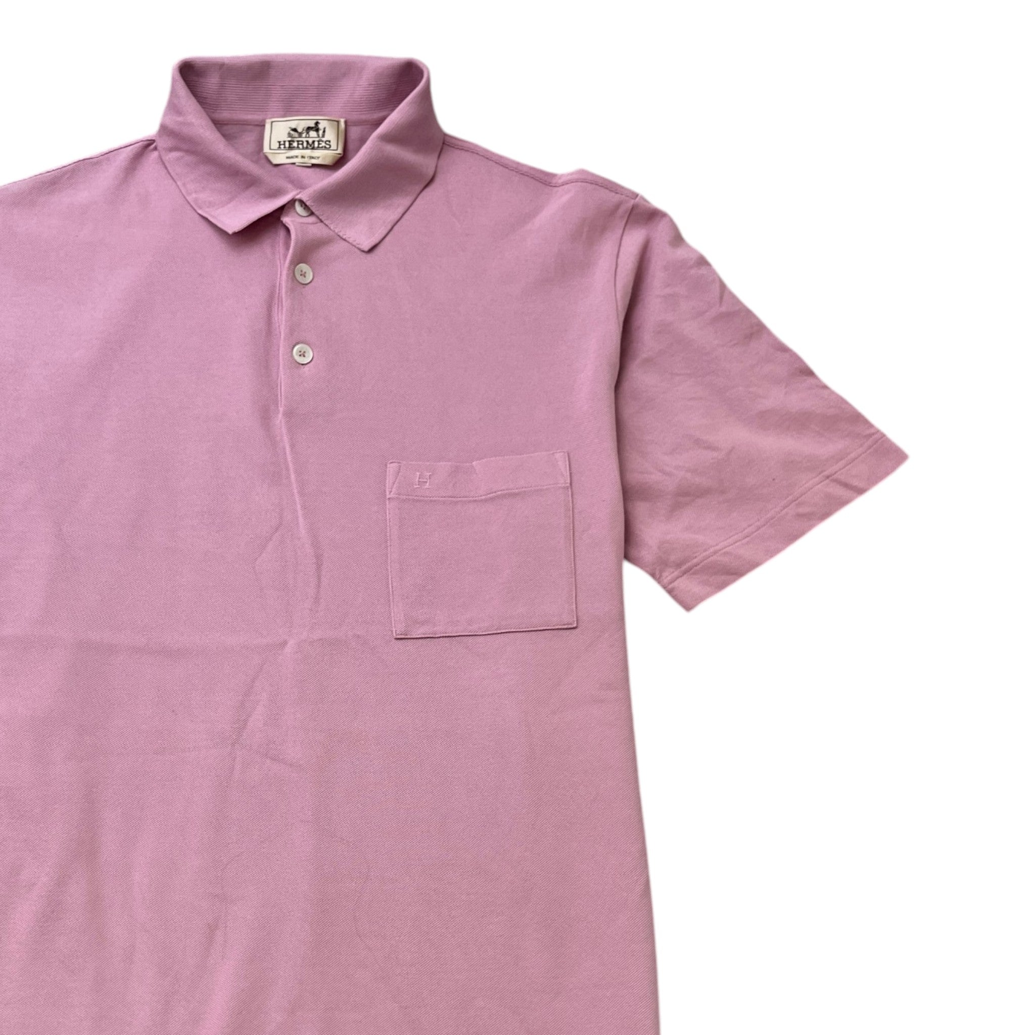 Men's Embroidered H Polo Shirt Pink Size XL