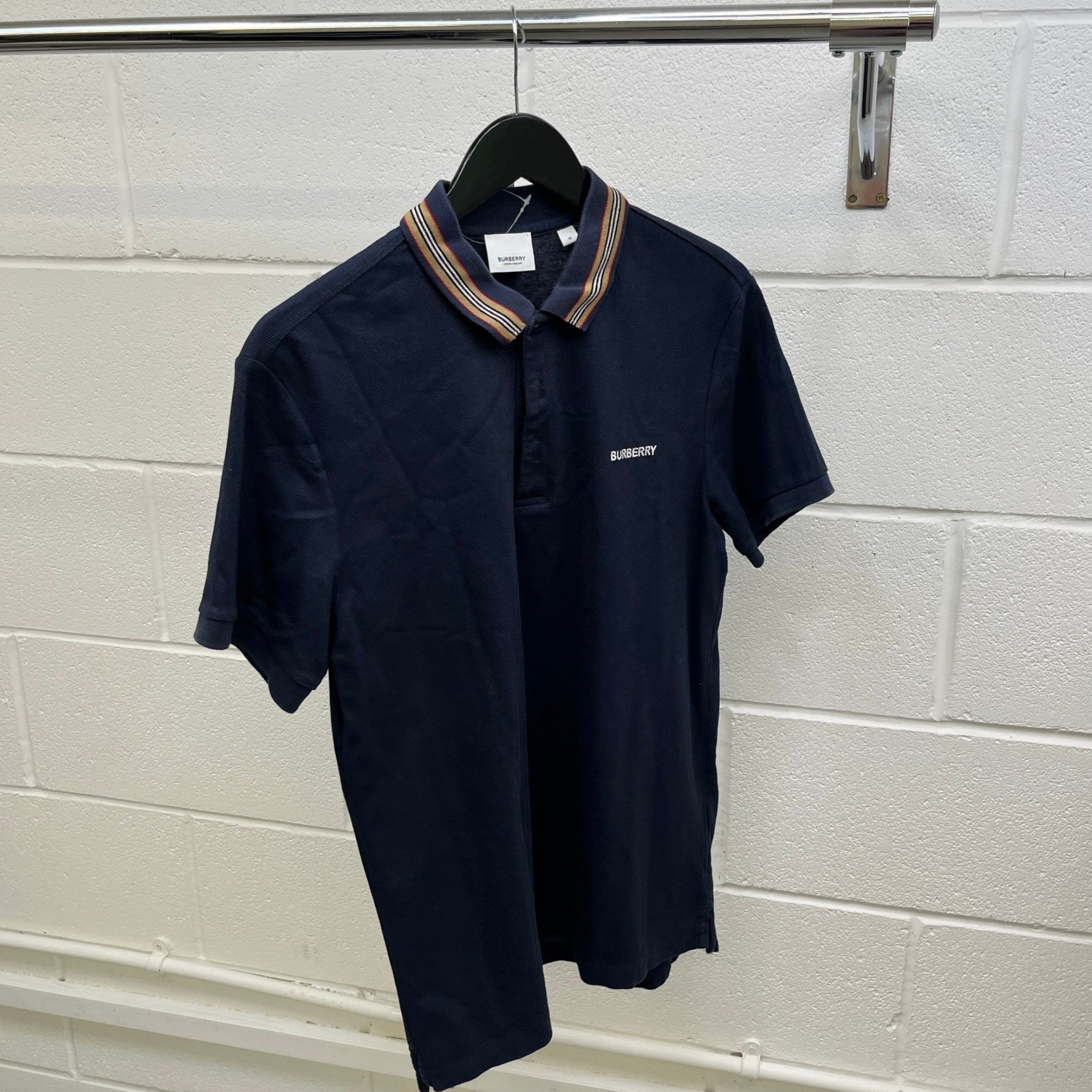 Men's Embroidered Logo Polo Shirt Navy Size M
