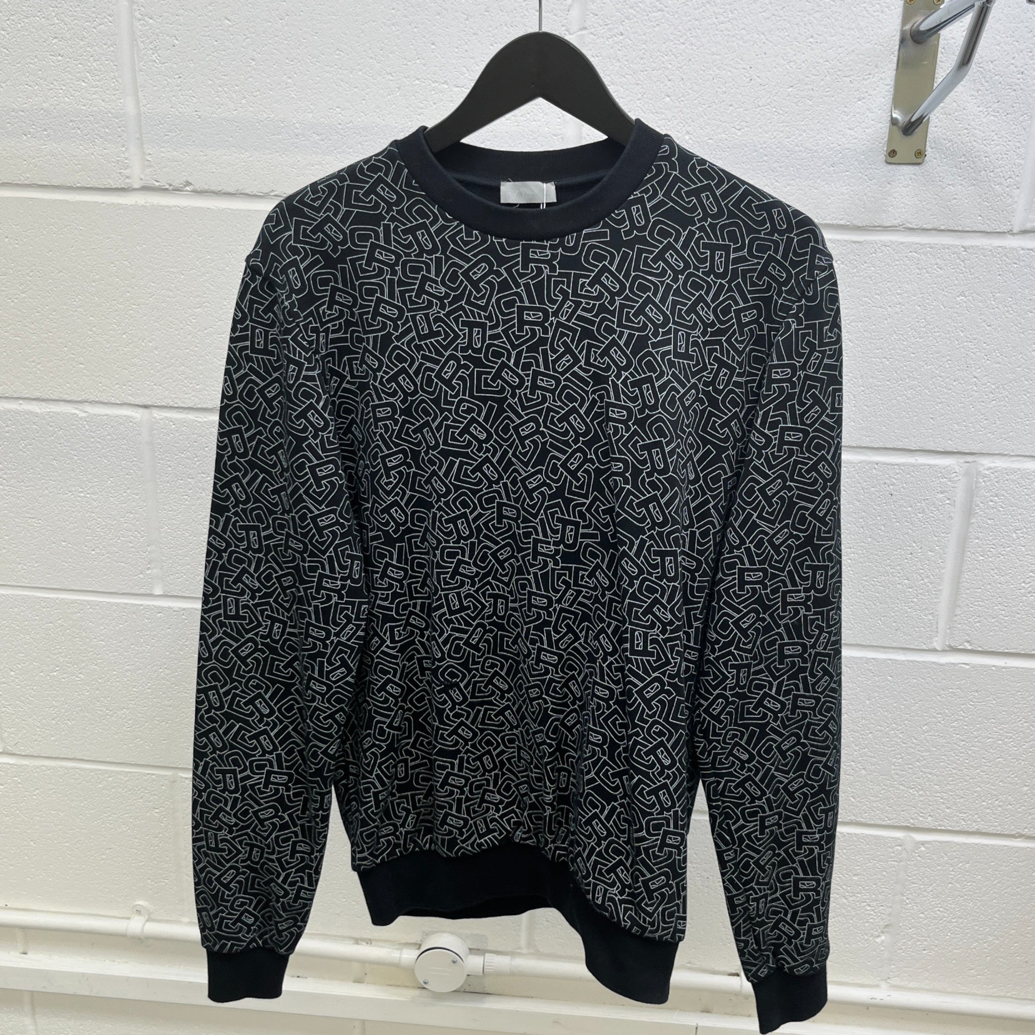 Men's Letters All Over Print Sweatshirt Black Size M