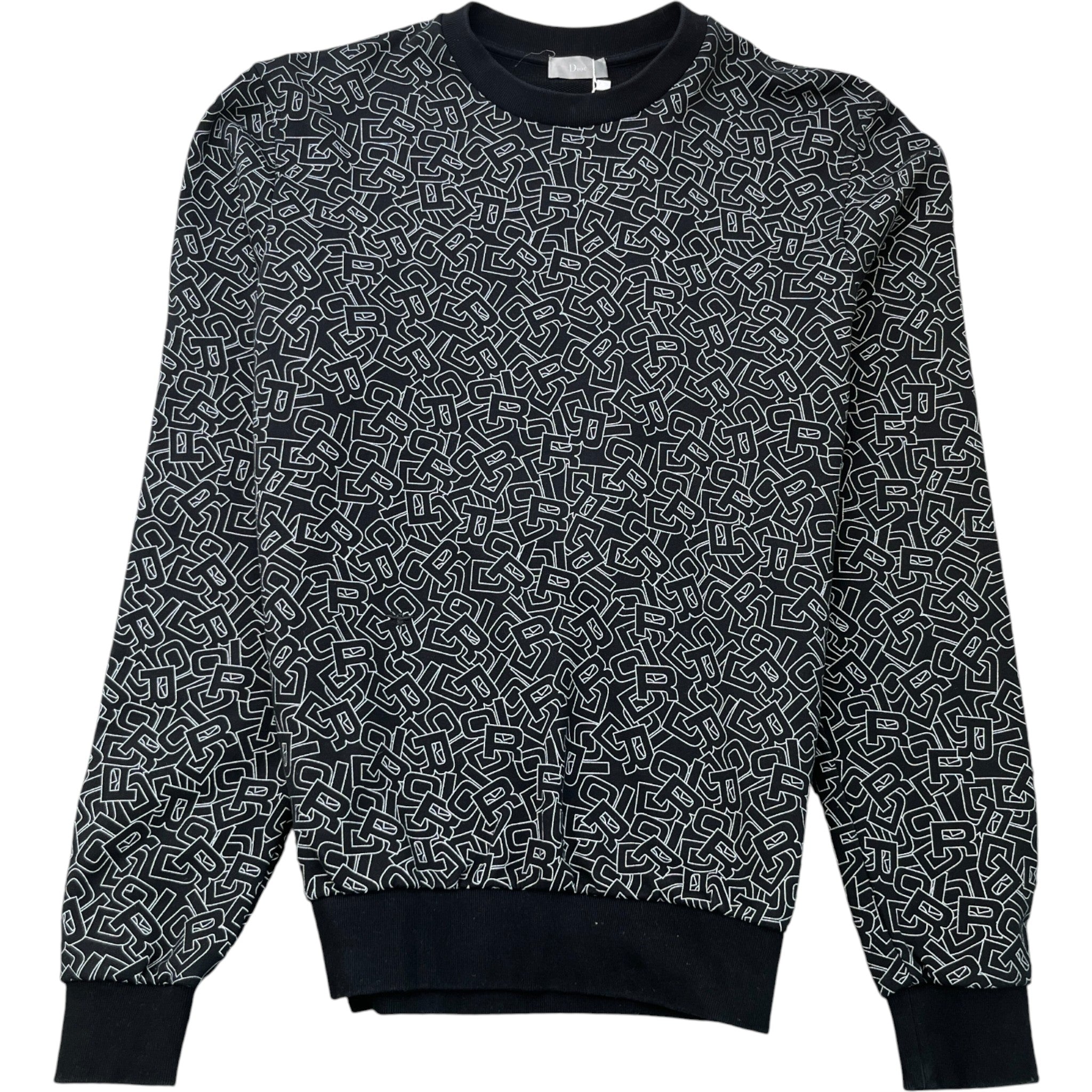 Men's Letters All Over Print Sweatshirt Black Size M