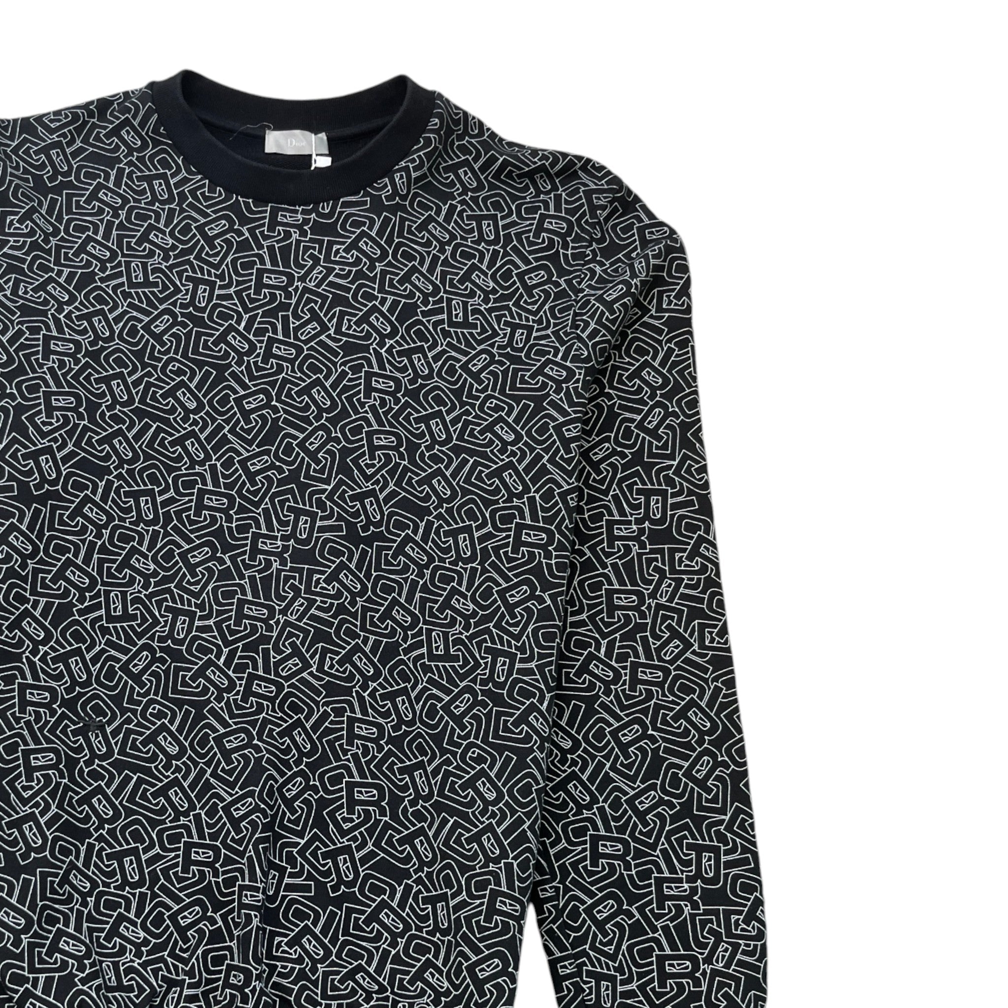 Men's Letters All Over Print Sweatshirt Black Size M