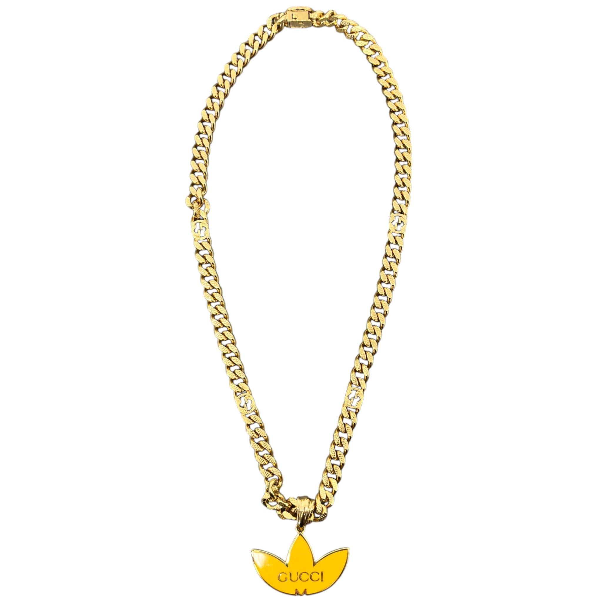 Women's Enamel Gourmette Trefoil Pendant Necklace Gold