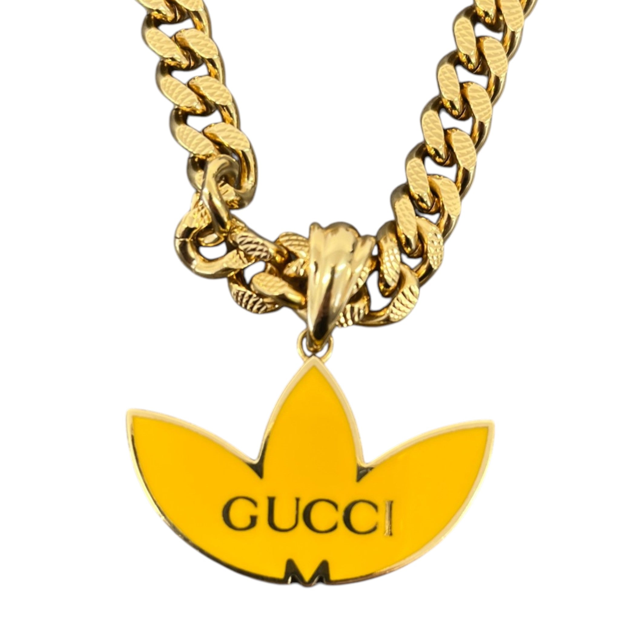 Women's Enamel Gourmette Trefoil Pendant Necklace Gold