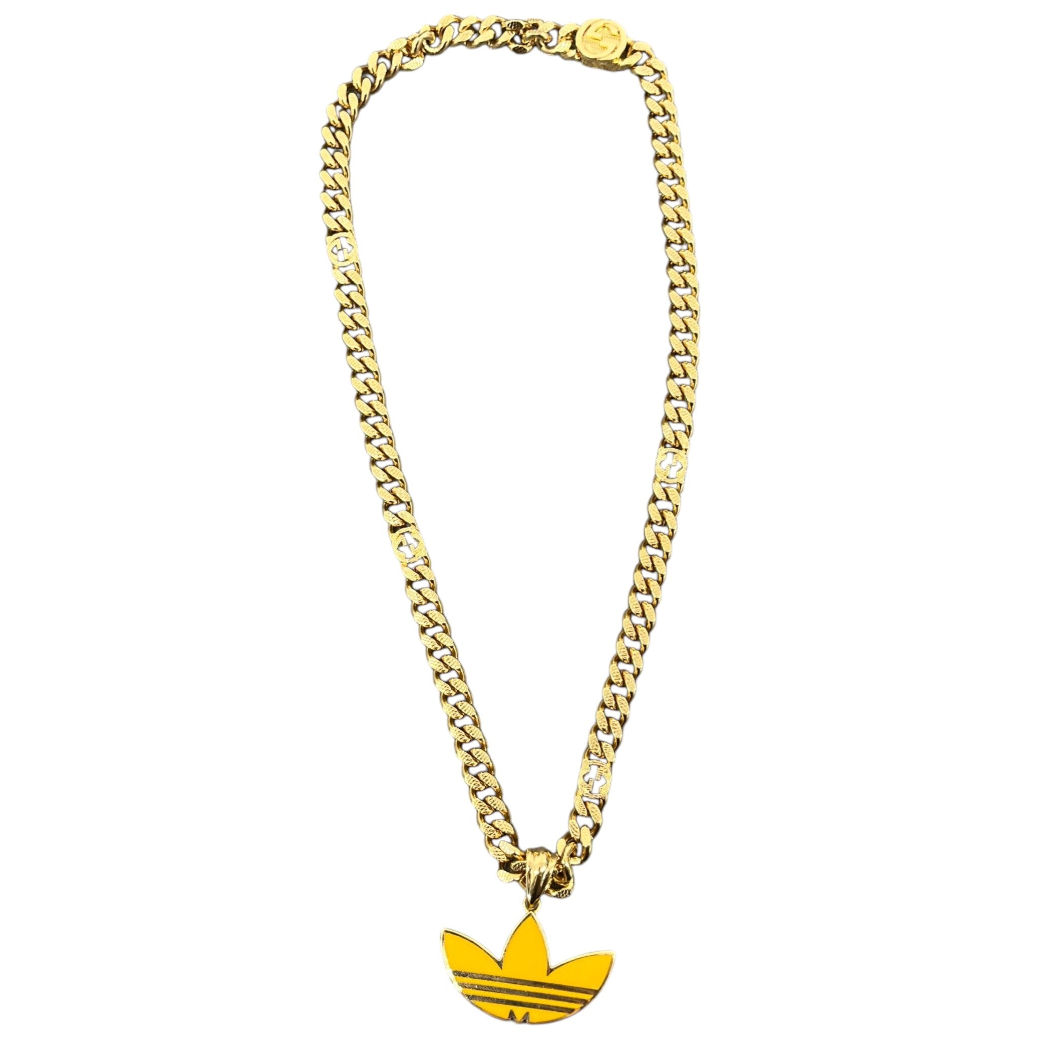 Women's Enamel Gourmette Trefoil Pendant Necklace Gold