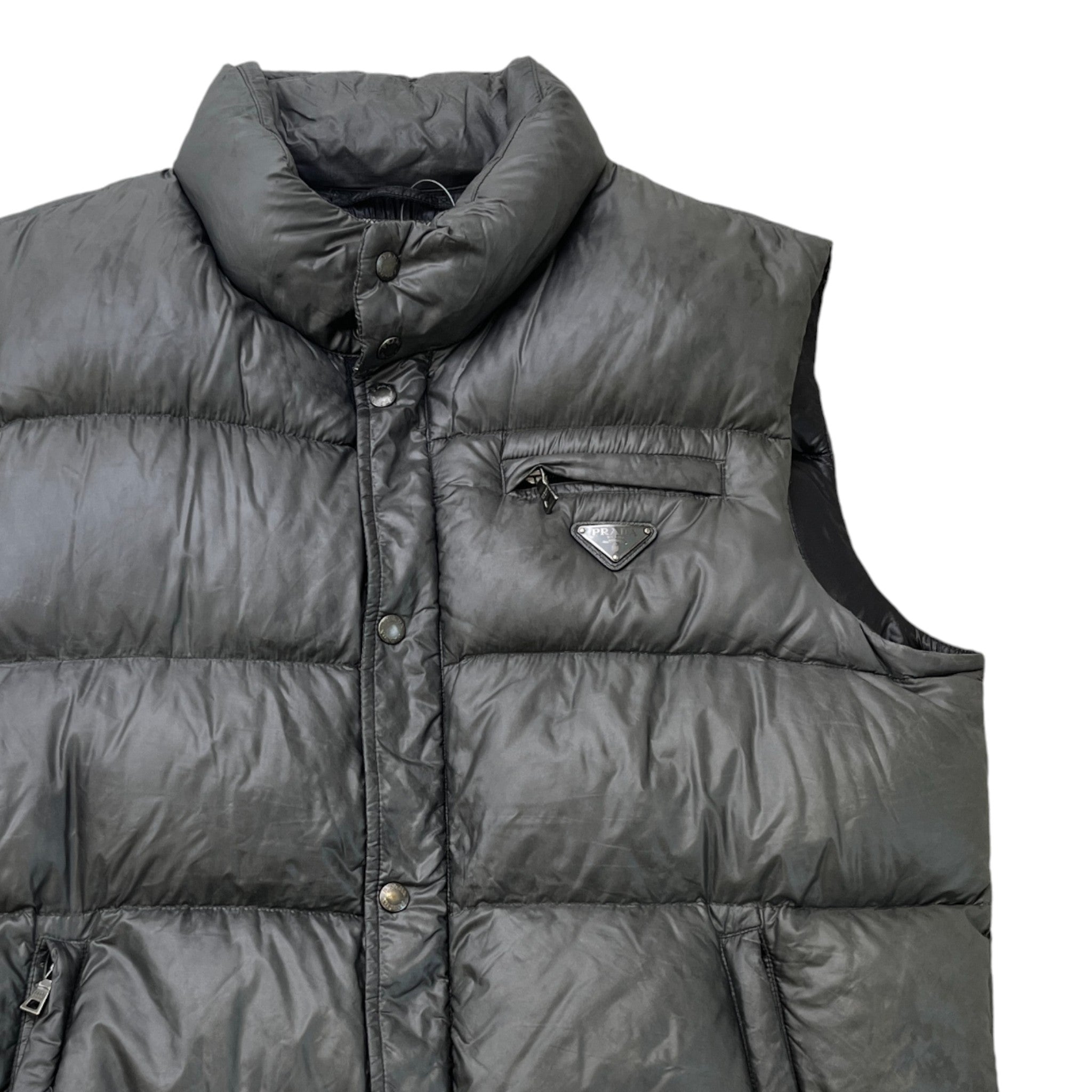 Men's Re-Nylon Plaque Logo Gilet Grey Size IT 56 / XXXL