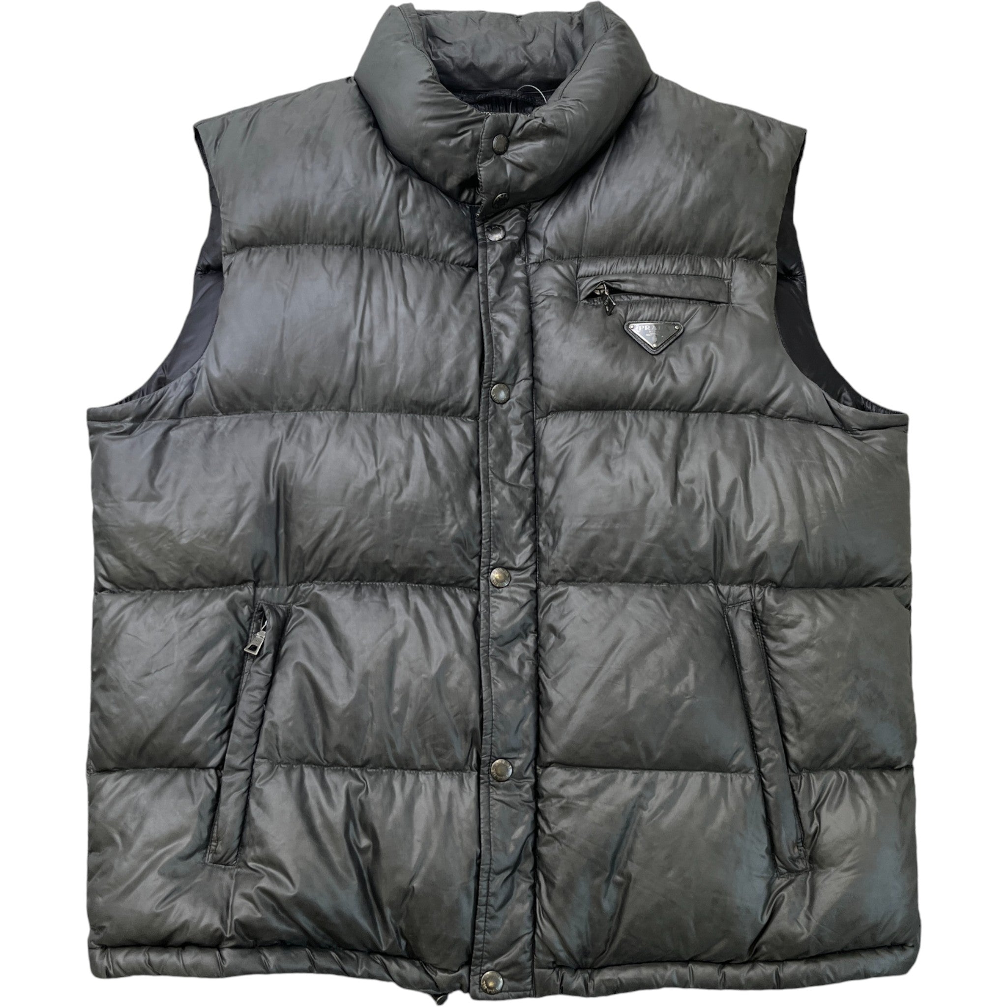 Men's Re-Nylon Plaque Logo Gilet Grey Size IT 56 / XXXL