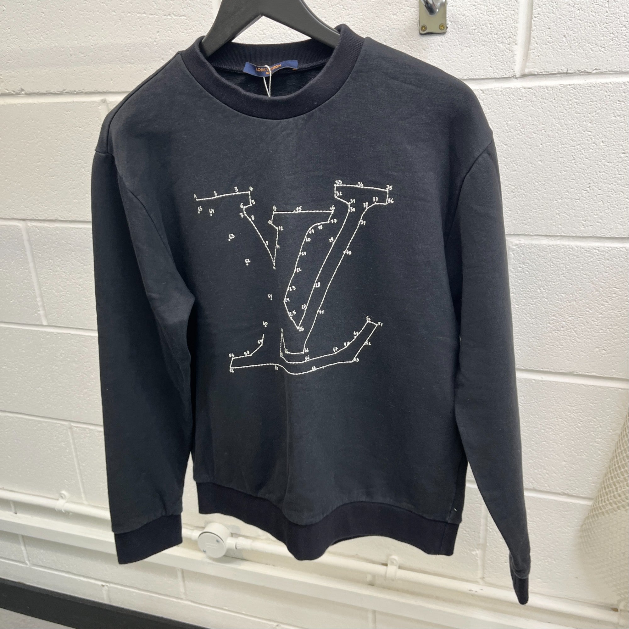 Men's Lv Stitch Logo Jumper Black Size S
