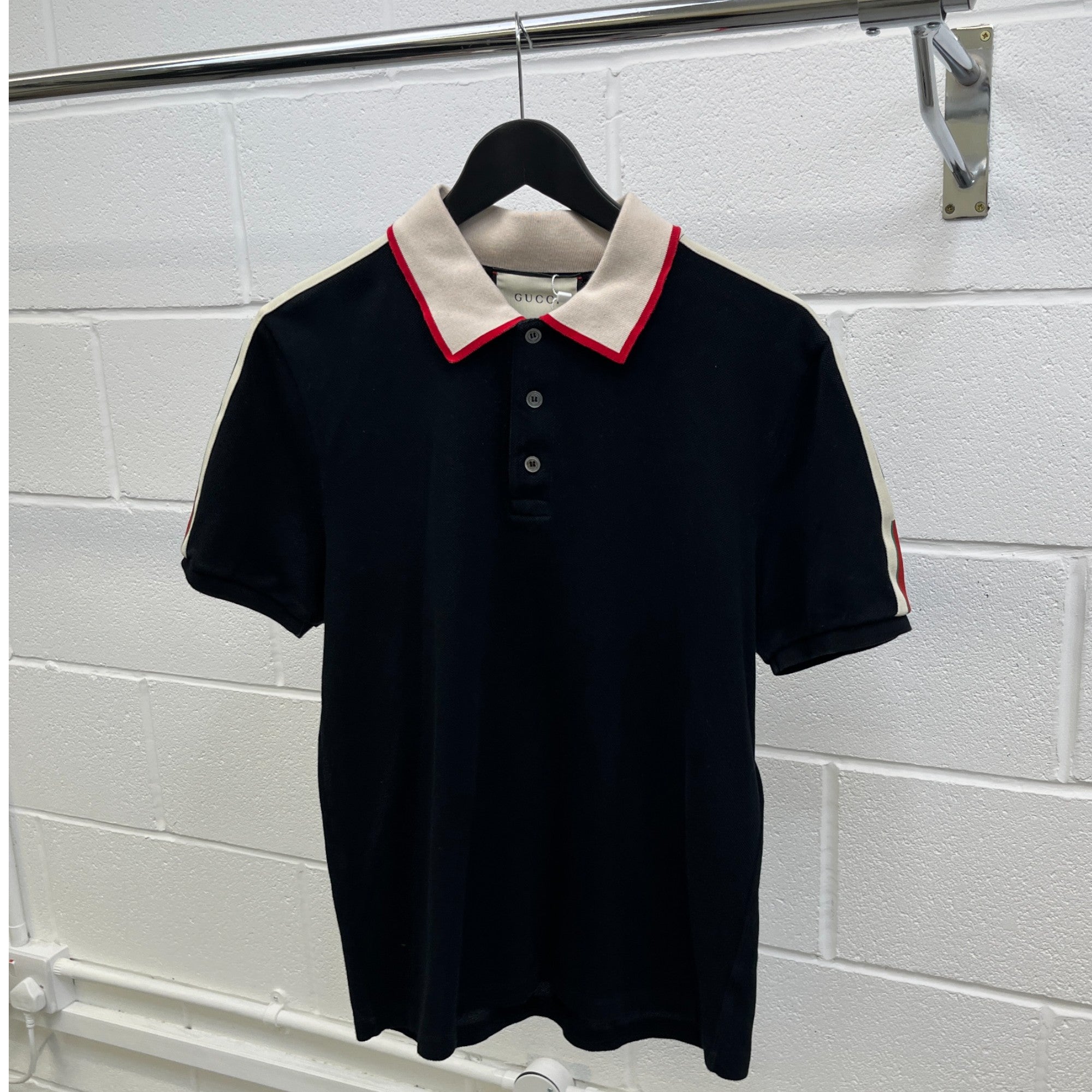 Men's Web Tape Polo Shirt Black Size XL