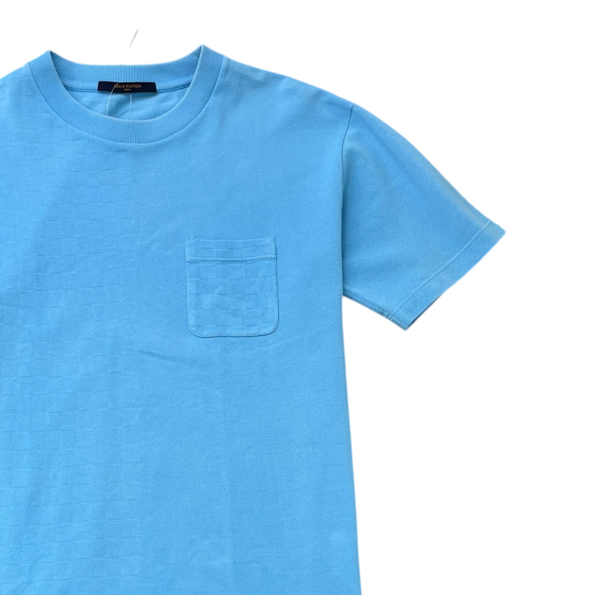Men's Half Damier T-Shirt Blue Size M