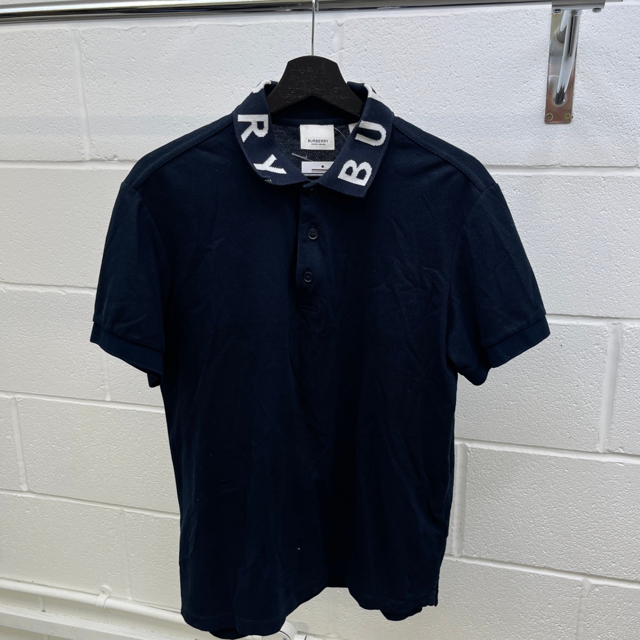 Men's Collar Logo Polo Shirt Navy Size S
