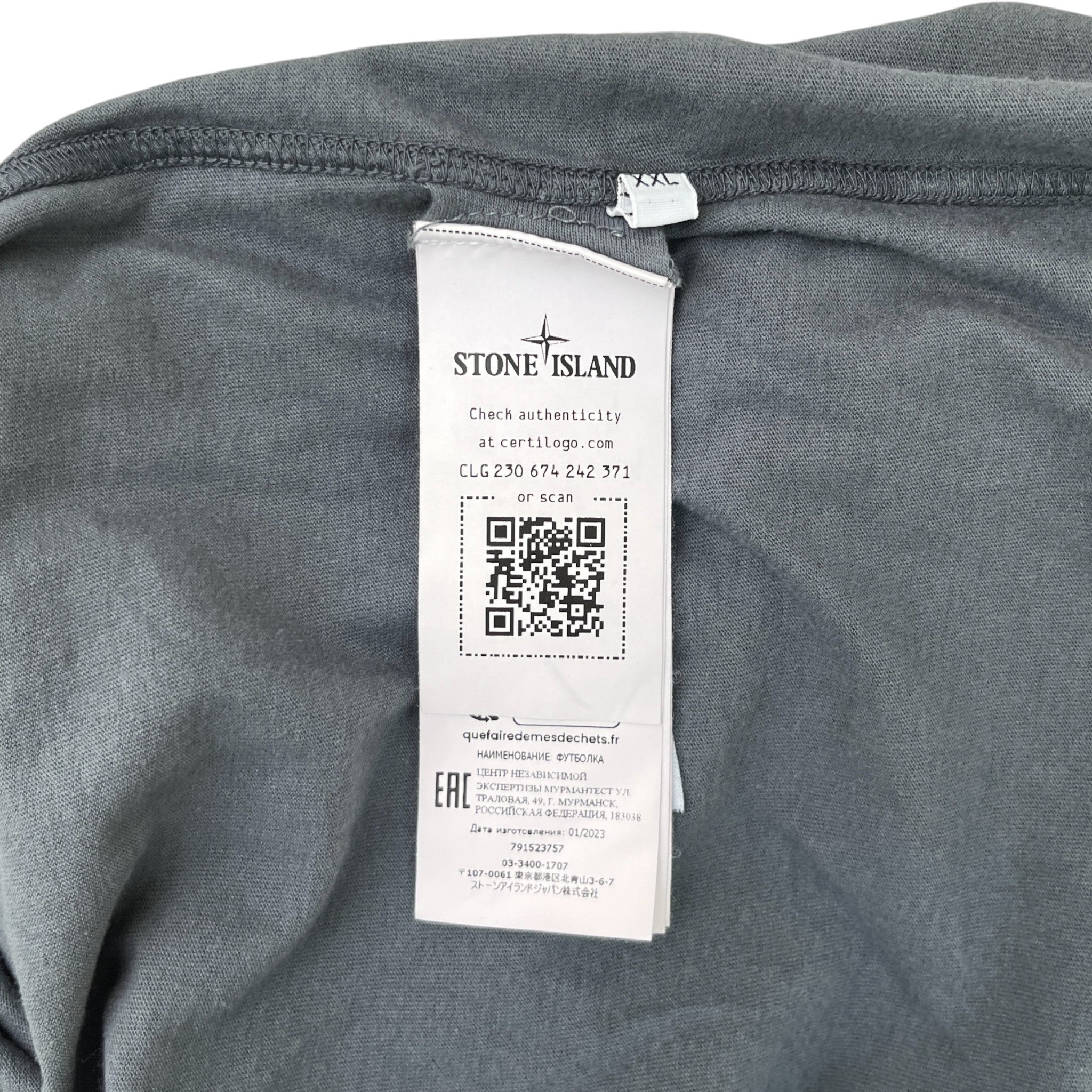 Men's Ghost Compass T-Shirt Grey Size XXL