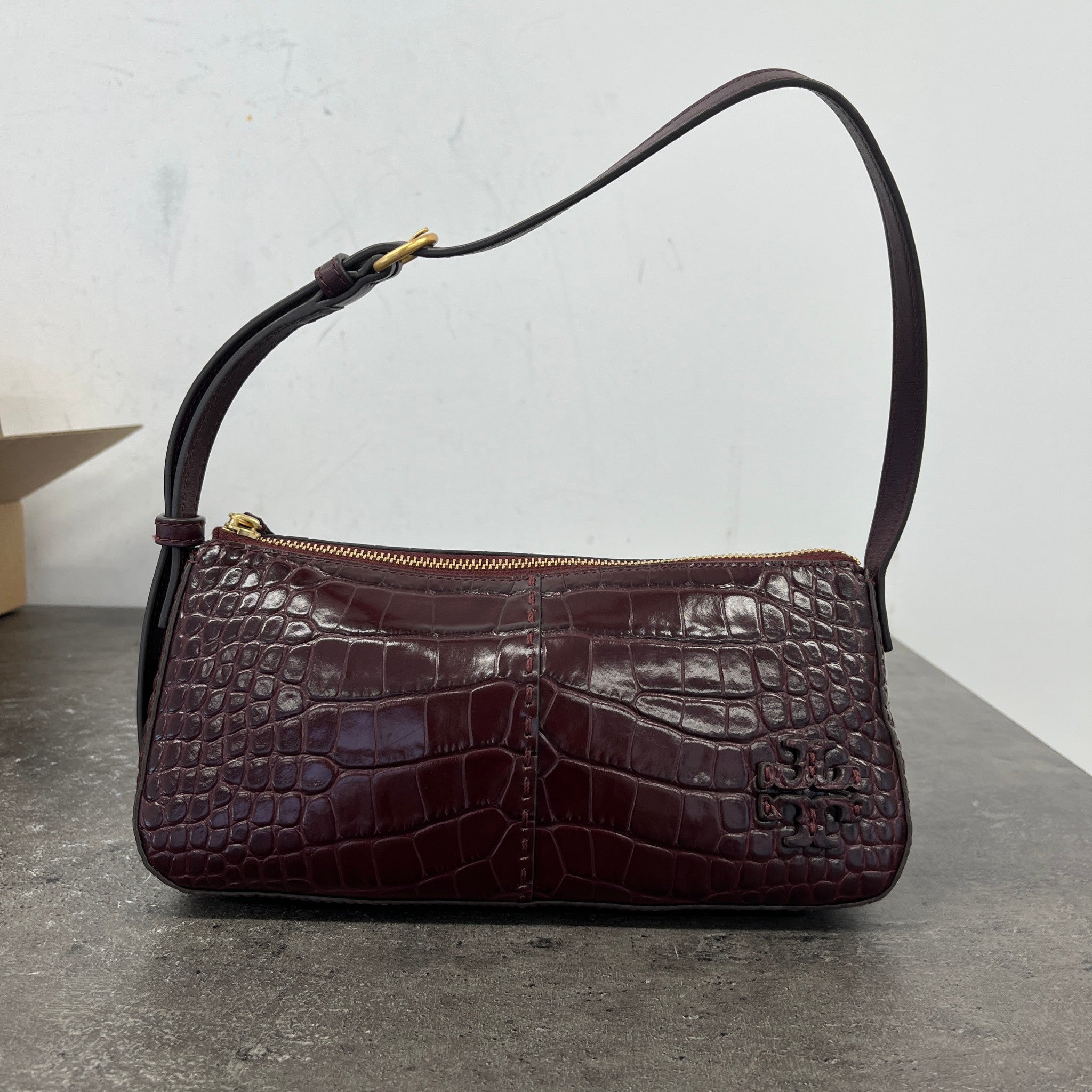 Women's Mcgraw Embossed Wedge Shoulder Bag Burgundy