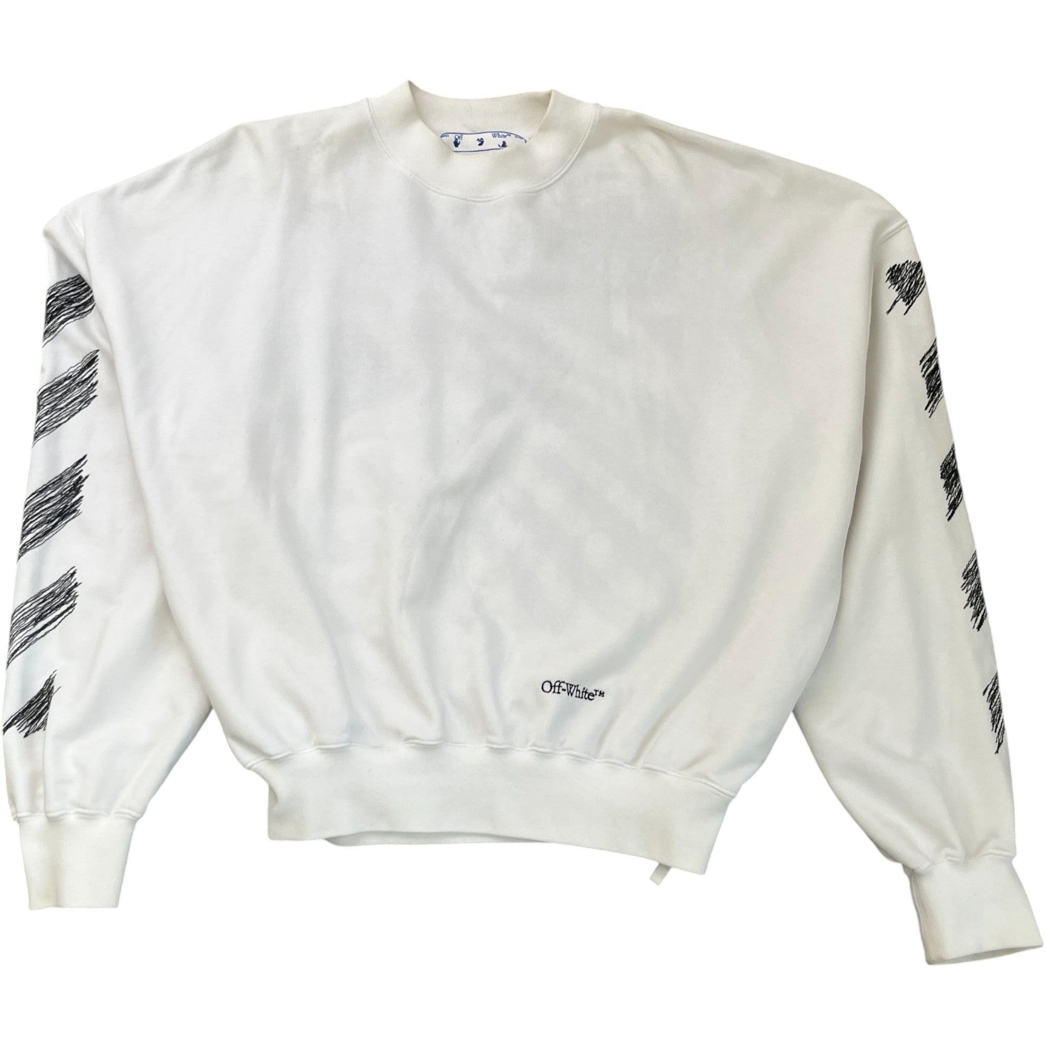 Men's Scribble Diag Boxy Sweatshirt White Size L