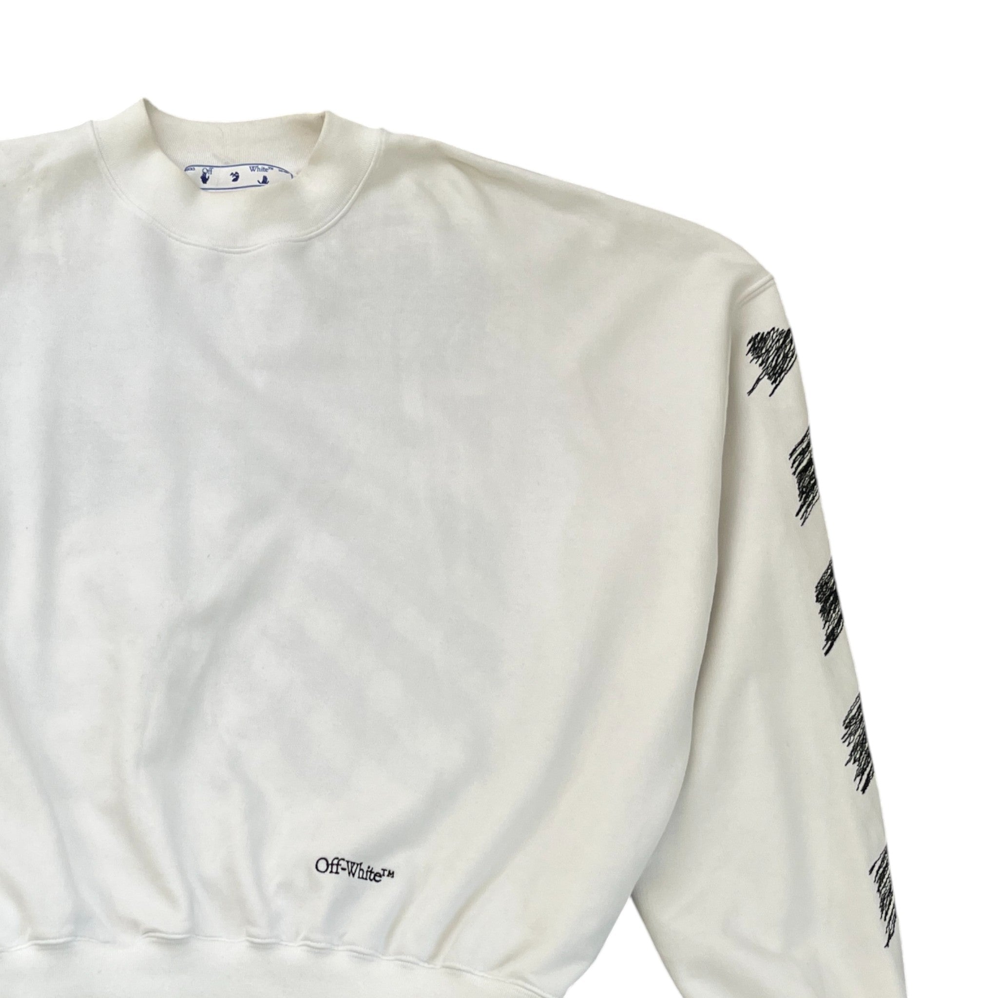 Men's Scribble Diag Boxy Sweatshirt White Size L