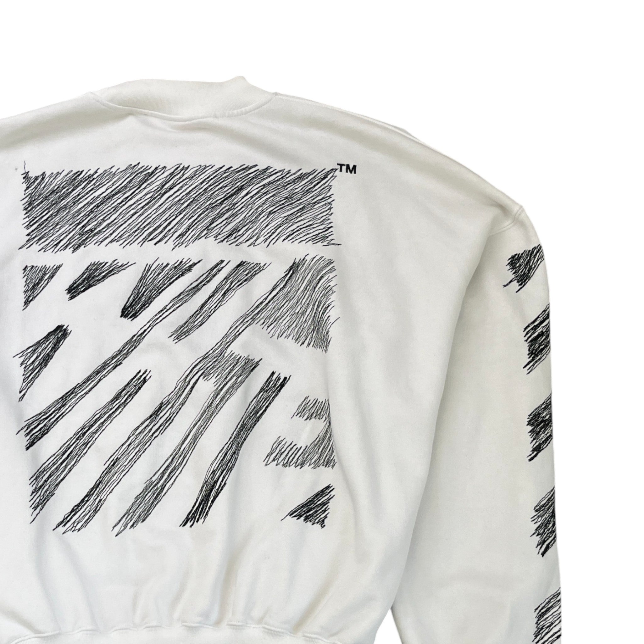 Men's Scribble Diag Boxy Sweatshirt White Size L