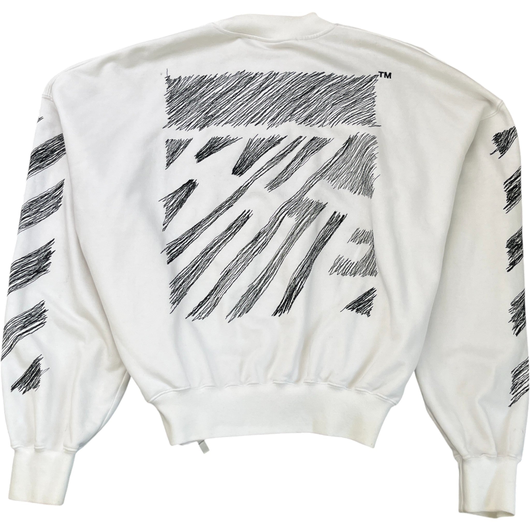 Men's Scribble Diag Boxy Sweatshirt White Size L