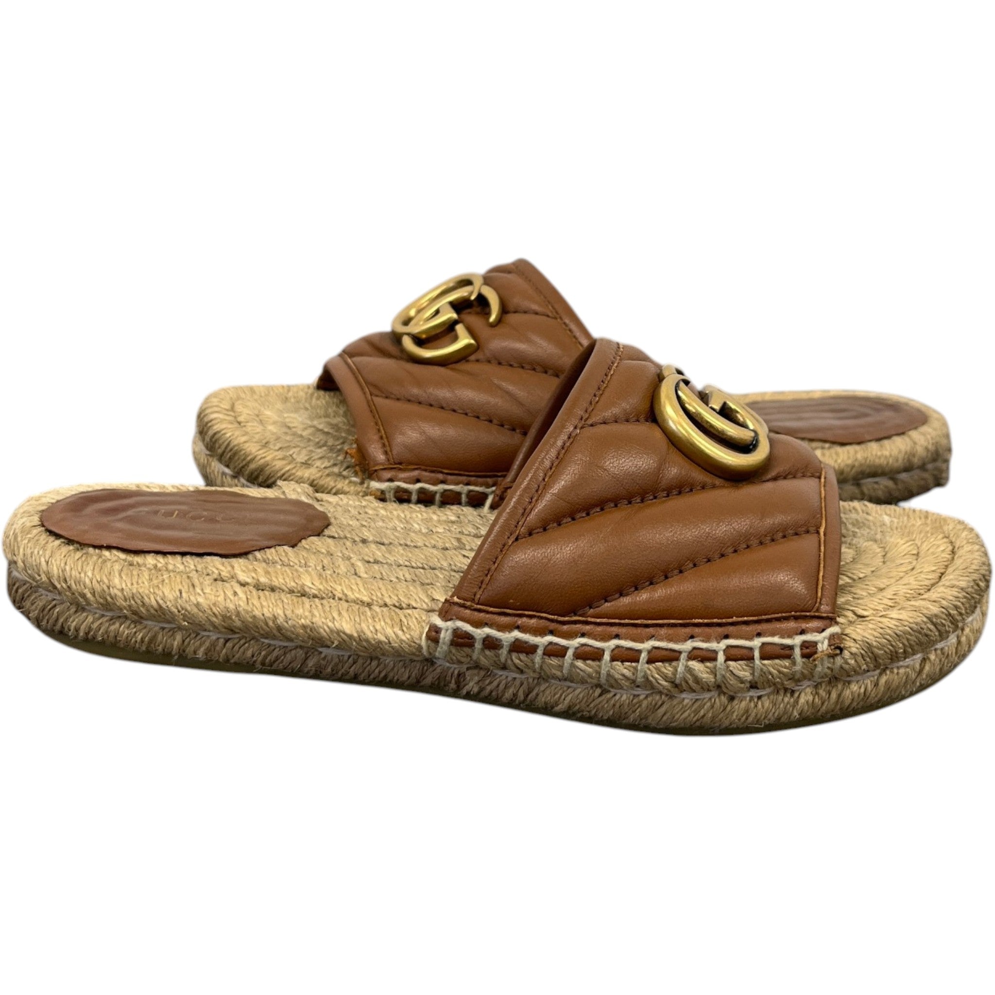 Women's Interlocking G Espadrilles Slides Brown Size EU 35 / UK 2