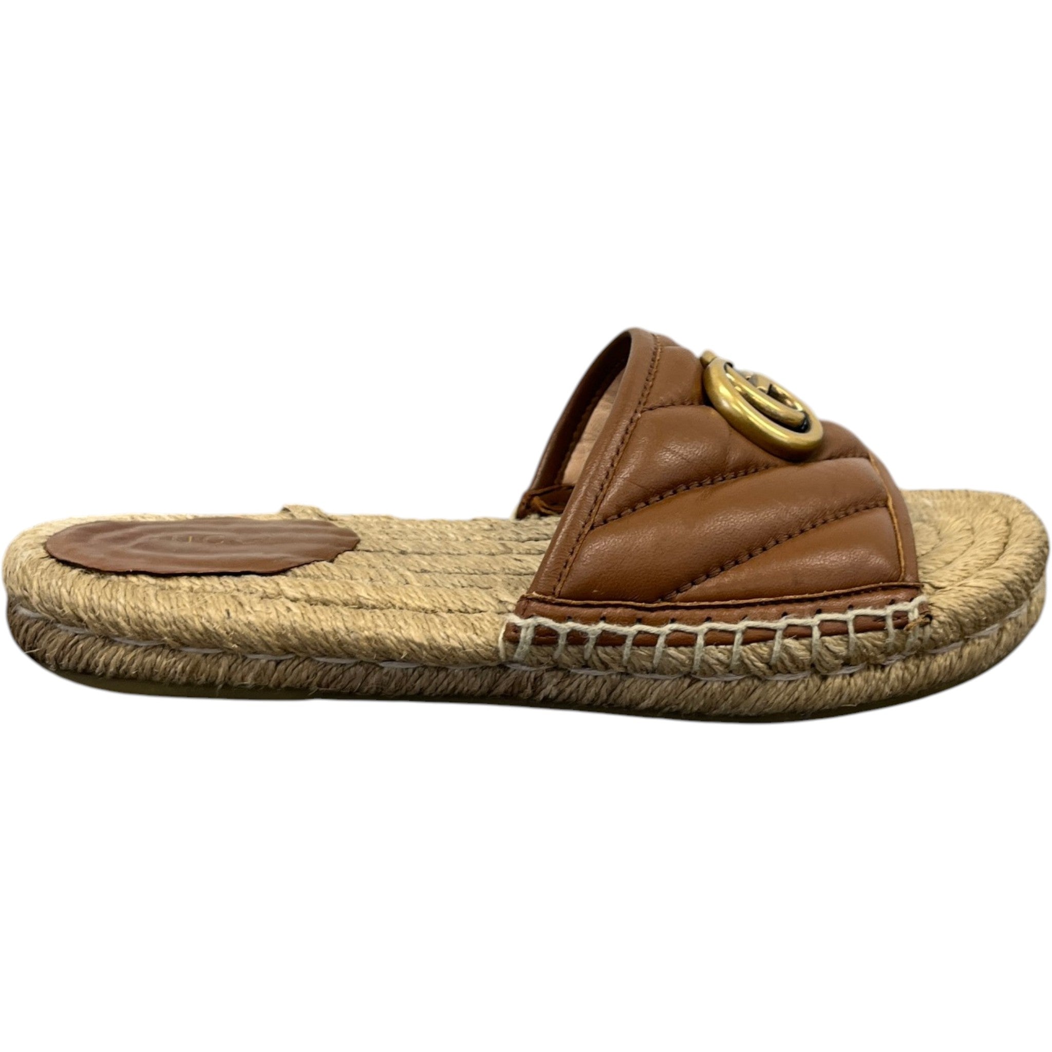Women's Interlocking G Espadrilles Slides Brown Size EU 35 / UK 2