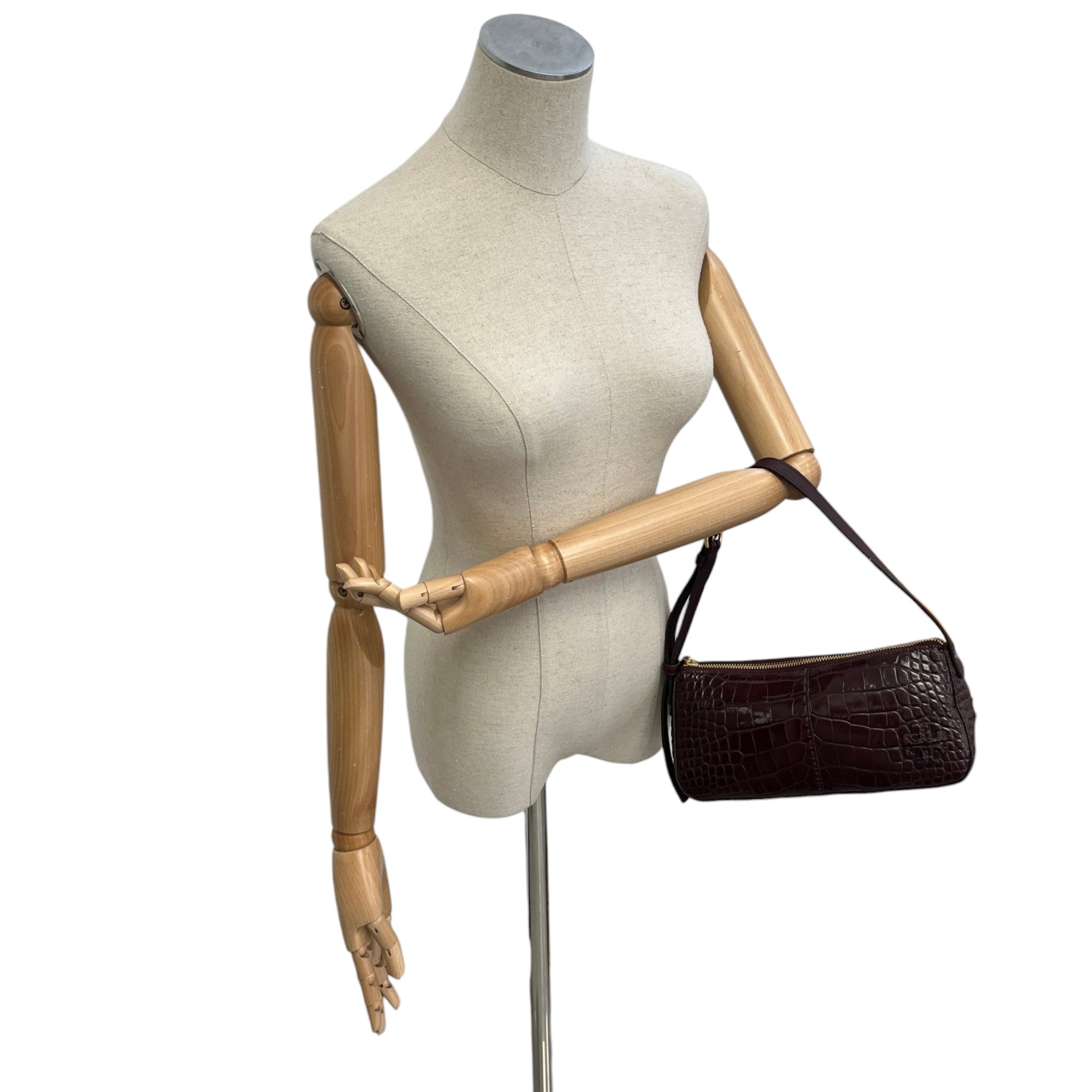 Women's Mcgraw Embossed Wedge Shoulder Bag Burgundy