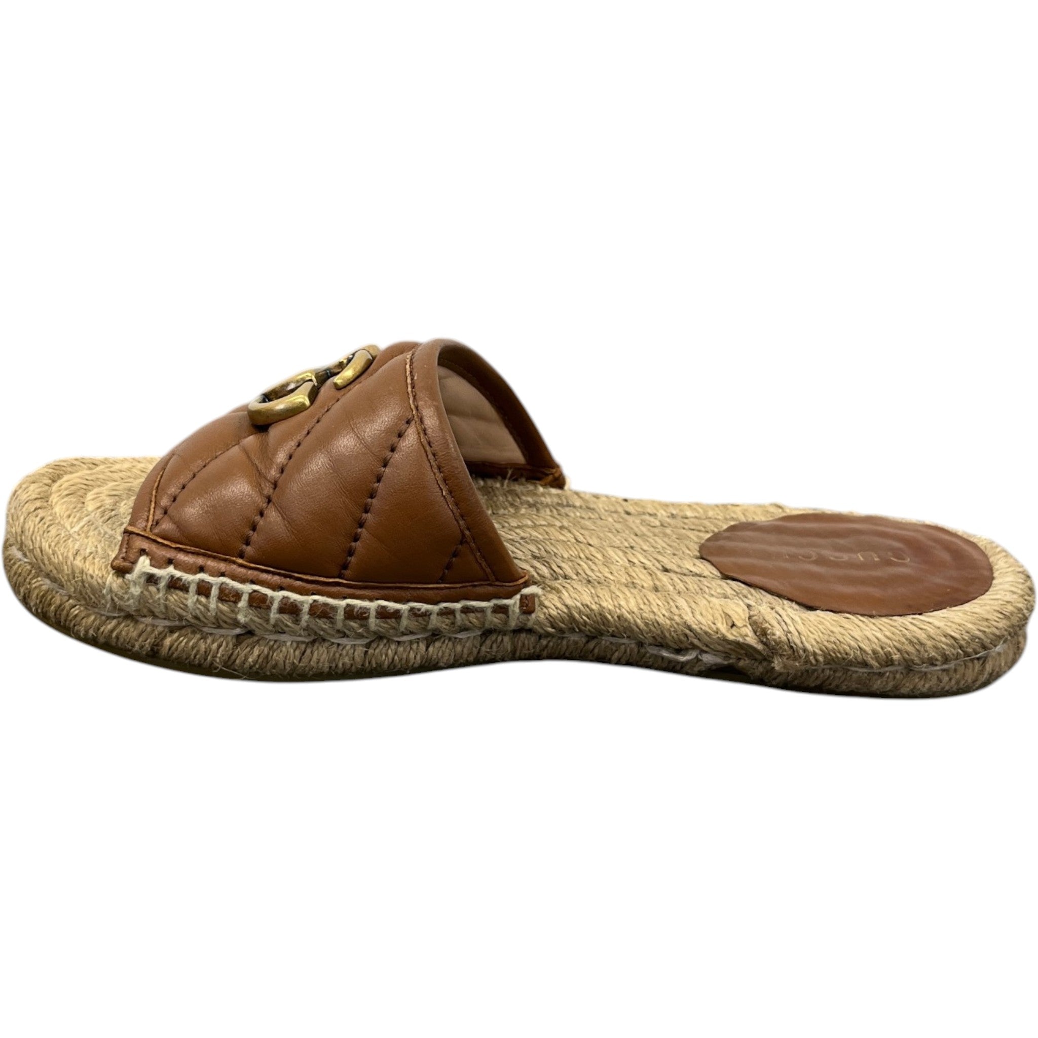 Women's Interlocking G Espadrilles Slides Brown Size EU 35 / UK 2