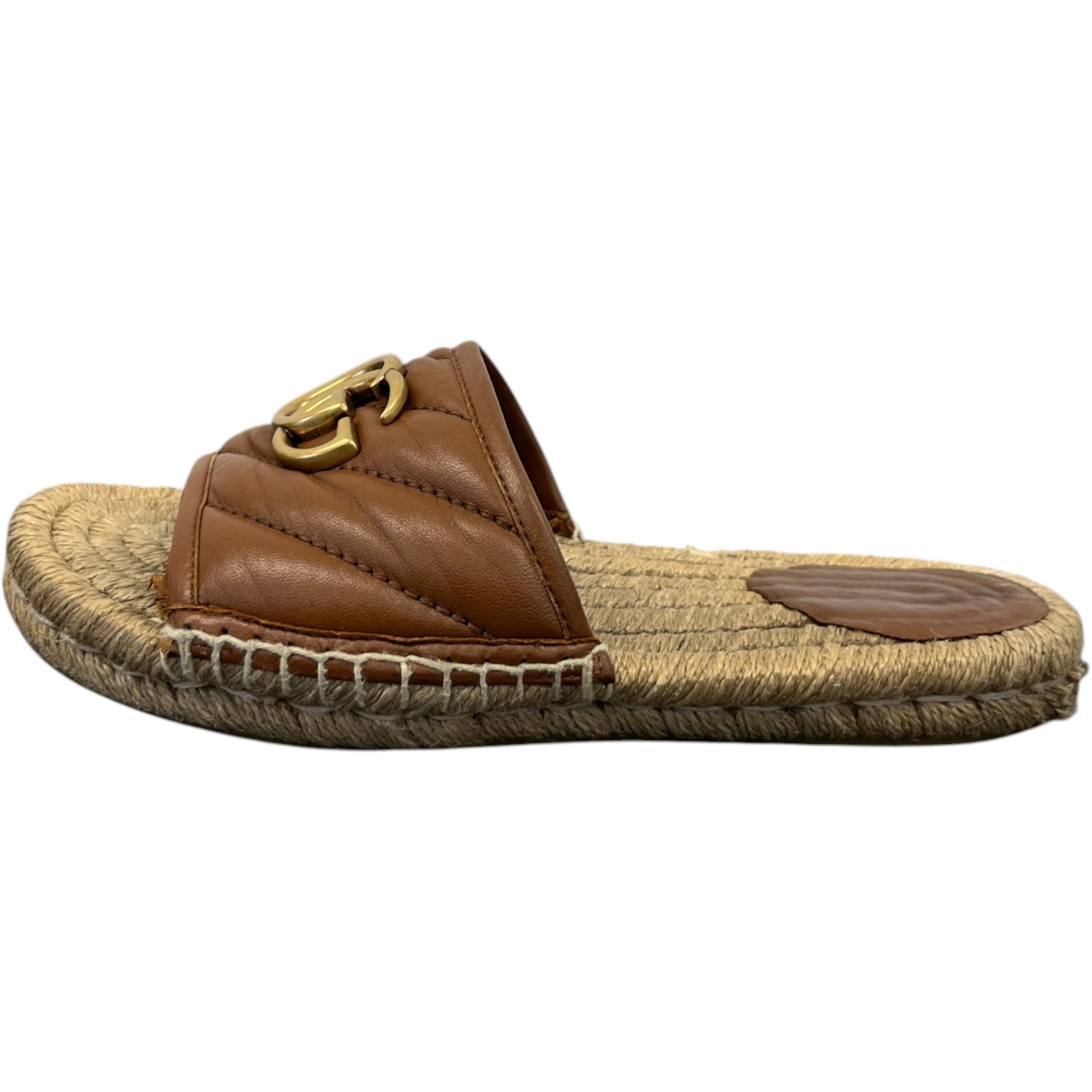 Women's Interlocking G Espadrilles Slides Brown Size EU 35 / UK 2