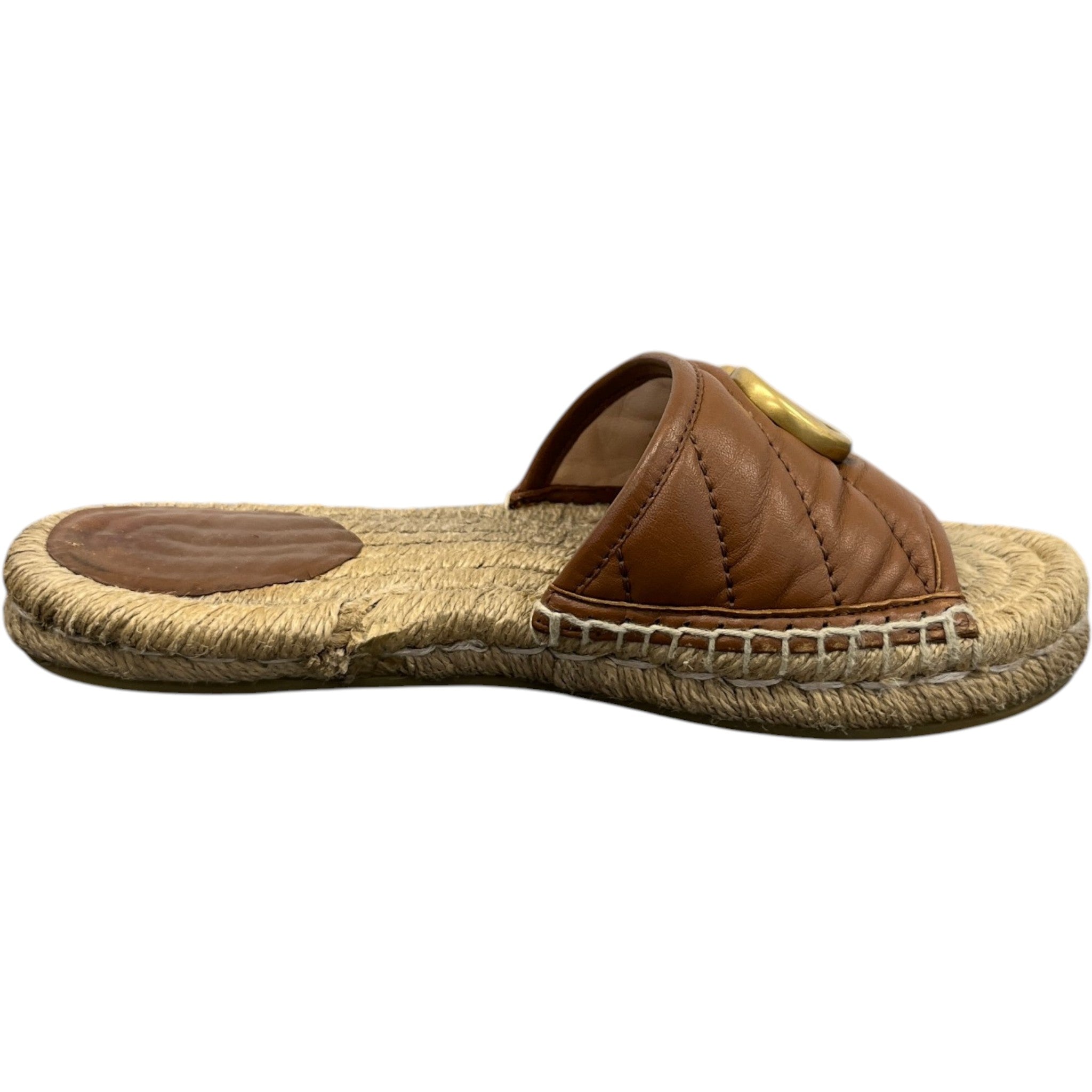 Women's Interlocking G Espadrilles Slides Brown Size EU 35 / UK 2