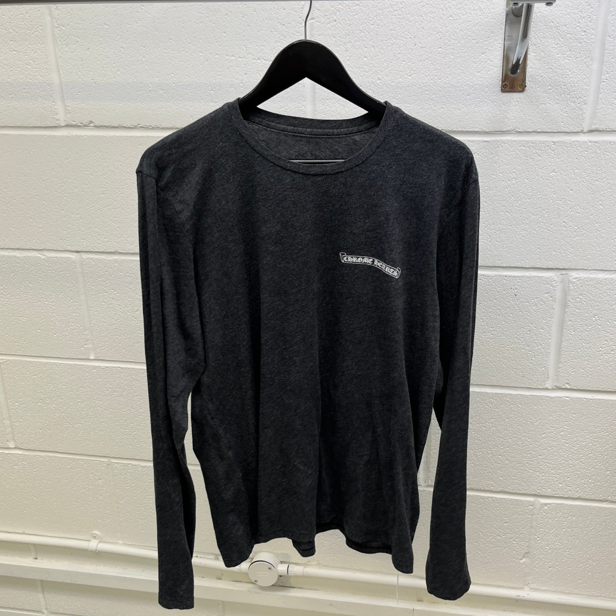 Men's Logo Print Long Sleeve T-Shirt Charcoal Size XL