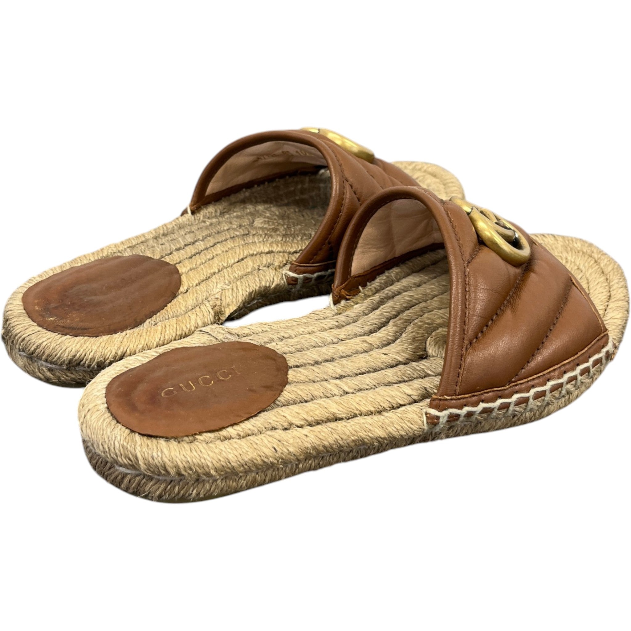 Women's Interlocking G Espadrilles Slides Brown Size EU 35 / UK 2