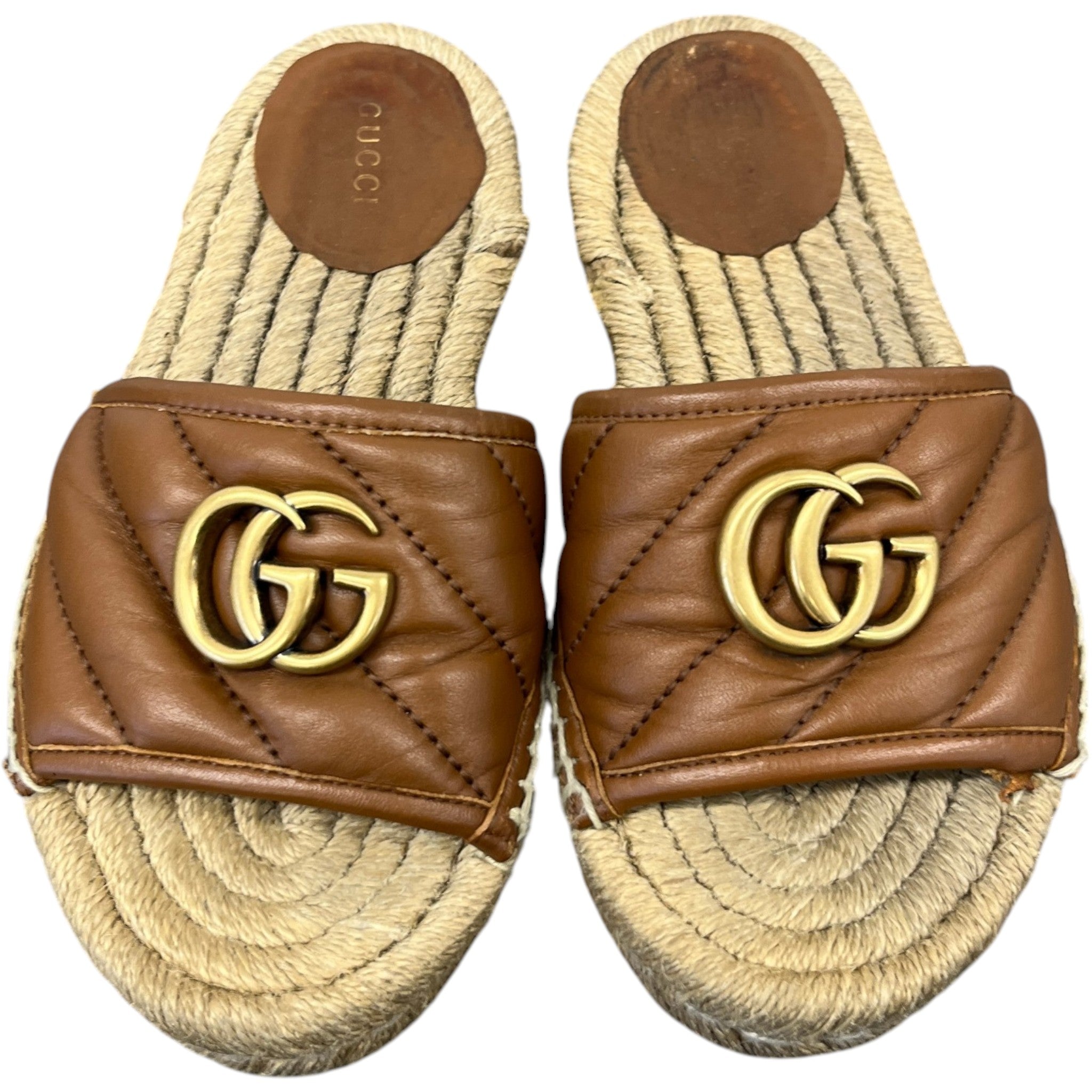 Women's Interlocking G Espadrilles Slides Brown Size EU 35 / UK 2