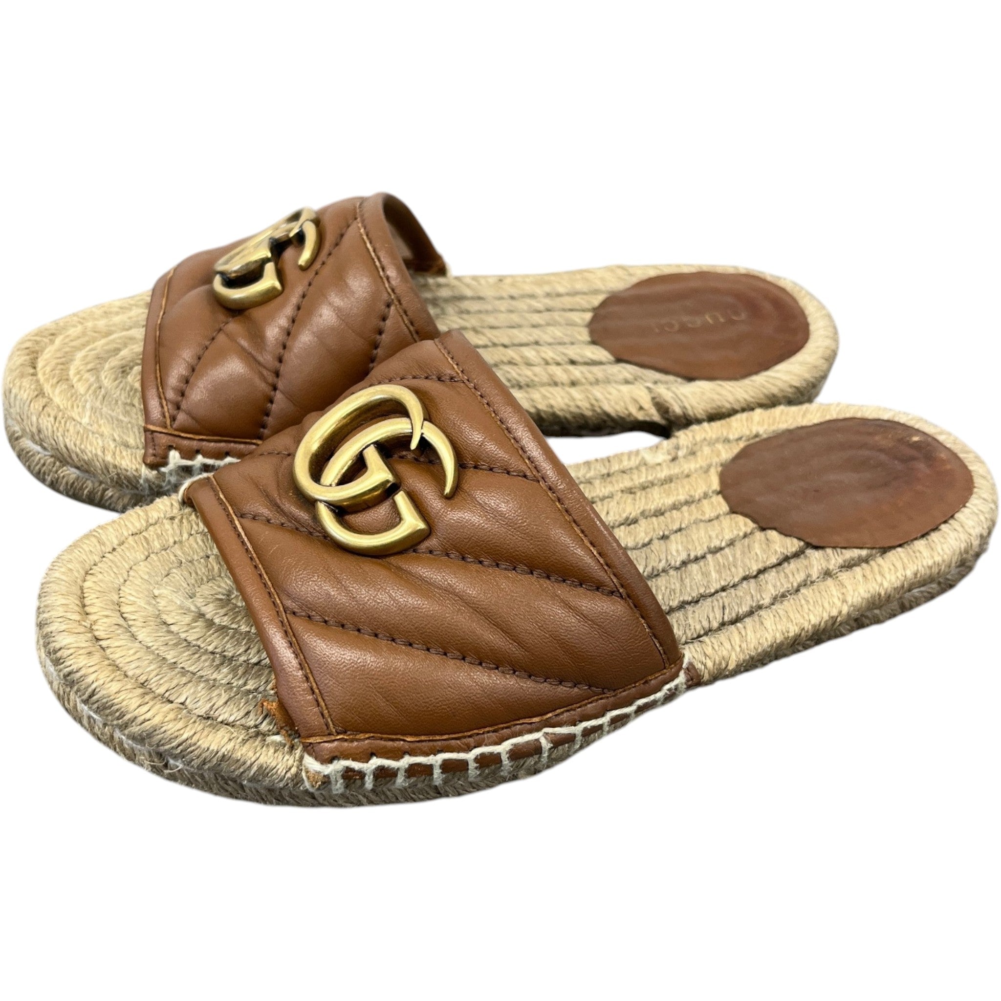 Women's Interlocking G Espadrilles Slides Brown Size EU 35 / UK 2
