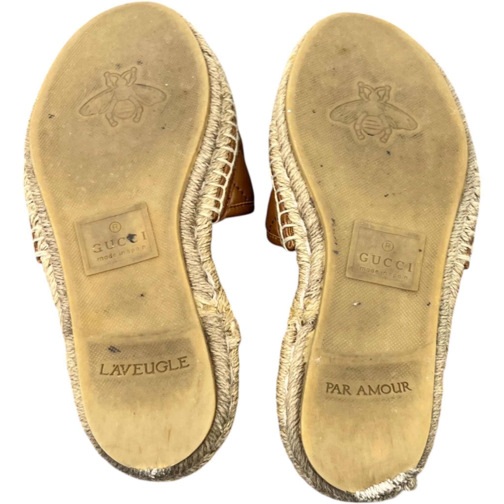 Women's Interlocking G Espadrilles Slides Brown Size EU 35 / UK 2