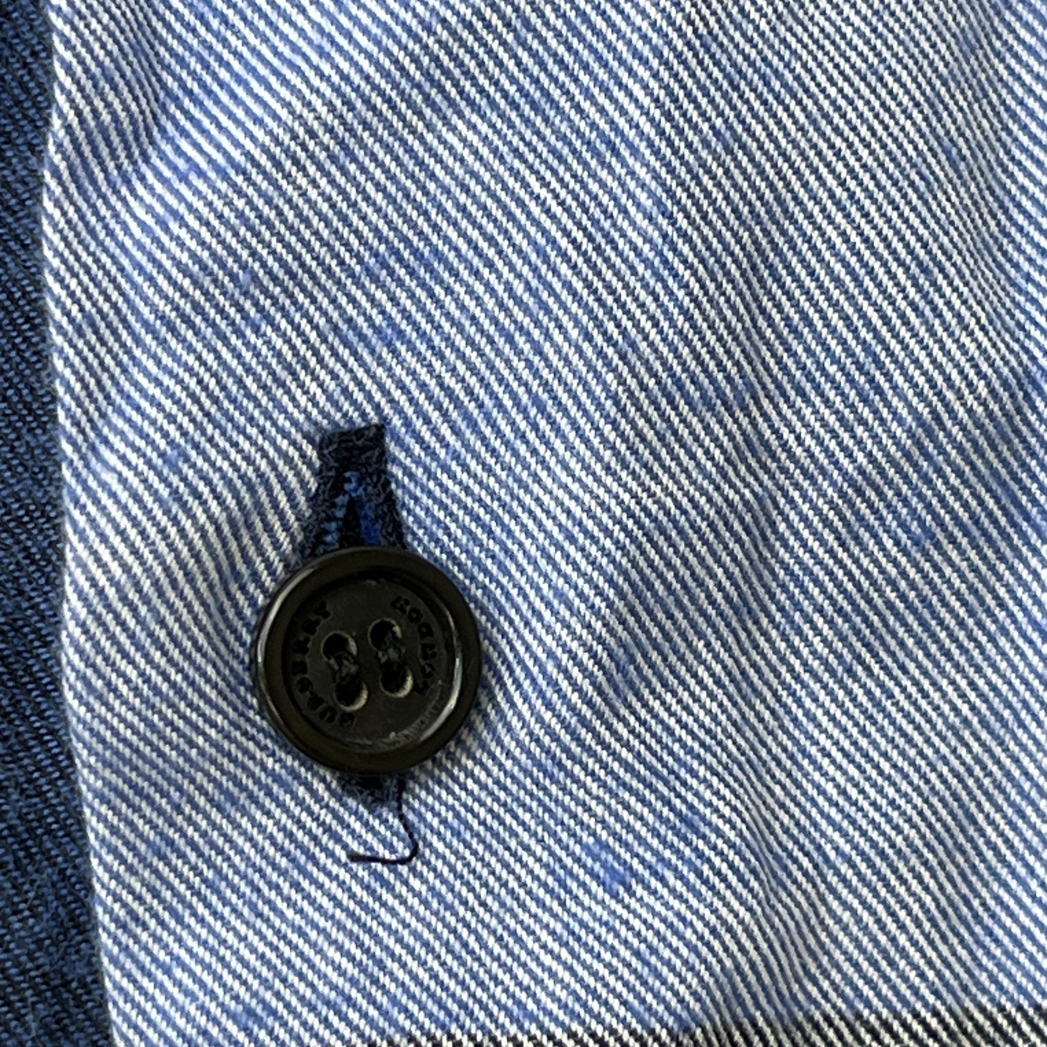 Men's Check Stretch Poplin Long Sleeve Shirt Navy Size M
