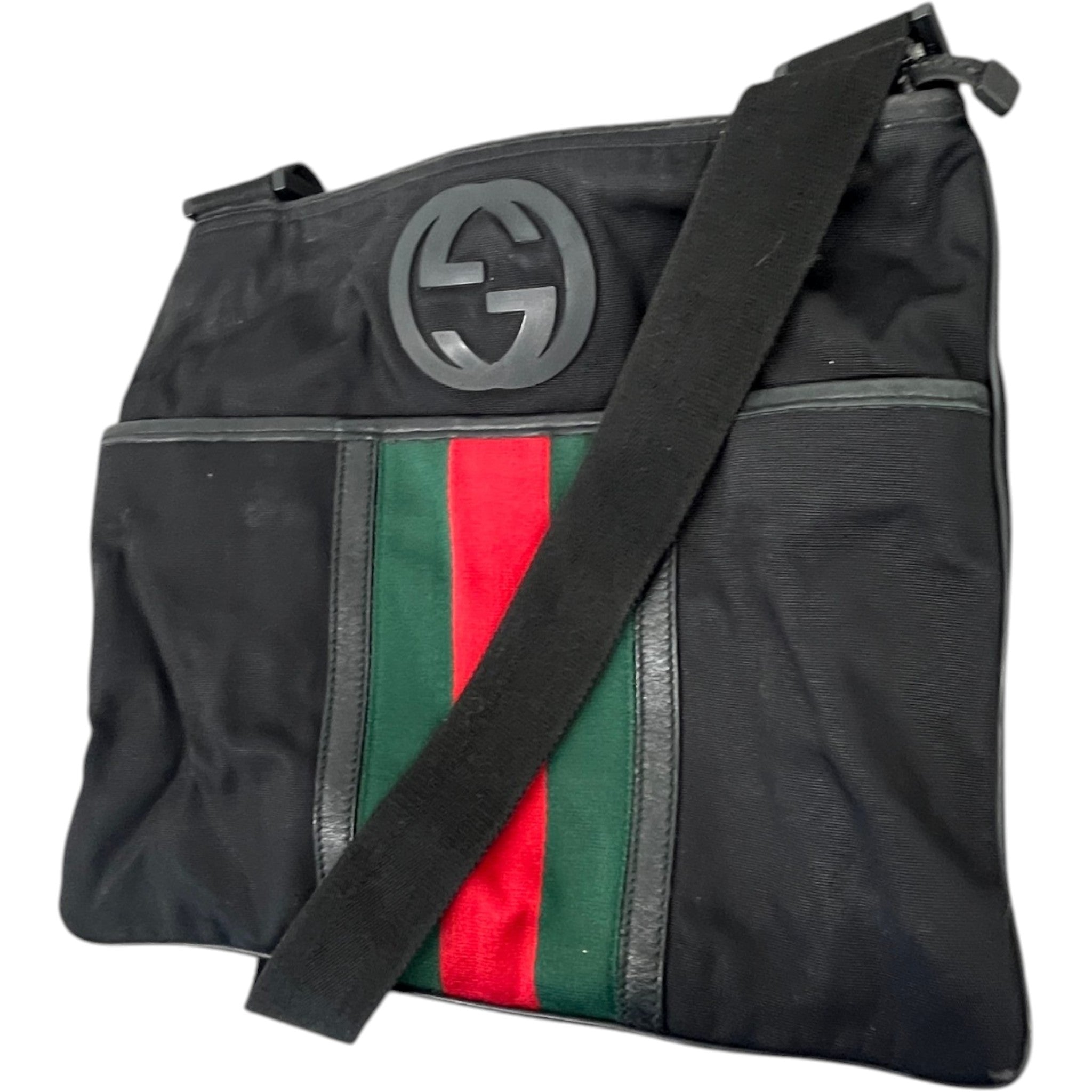 Men's Interlocking G Web Crossbody Bag Black