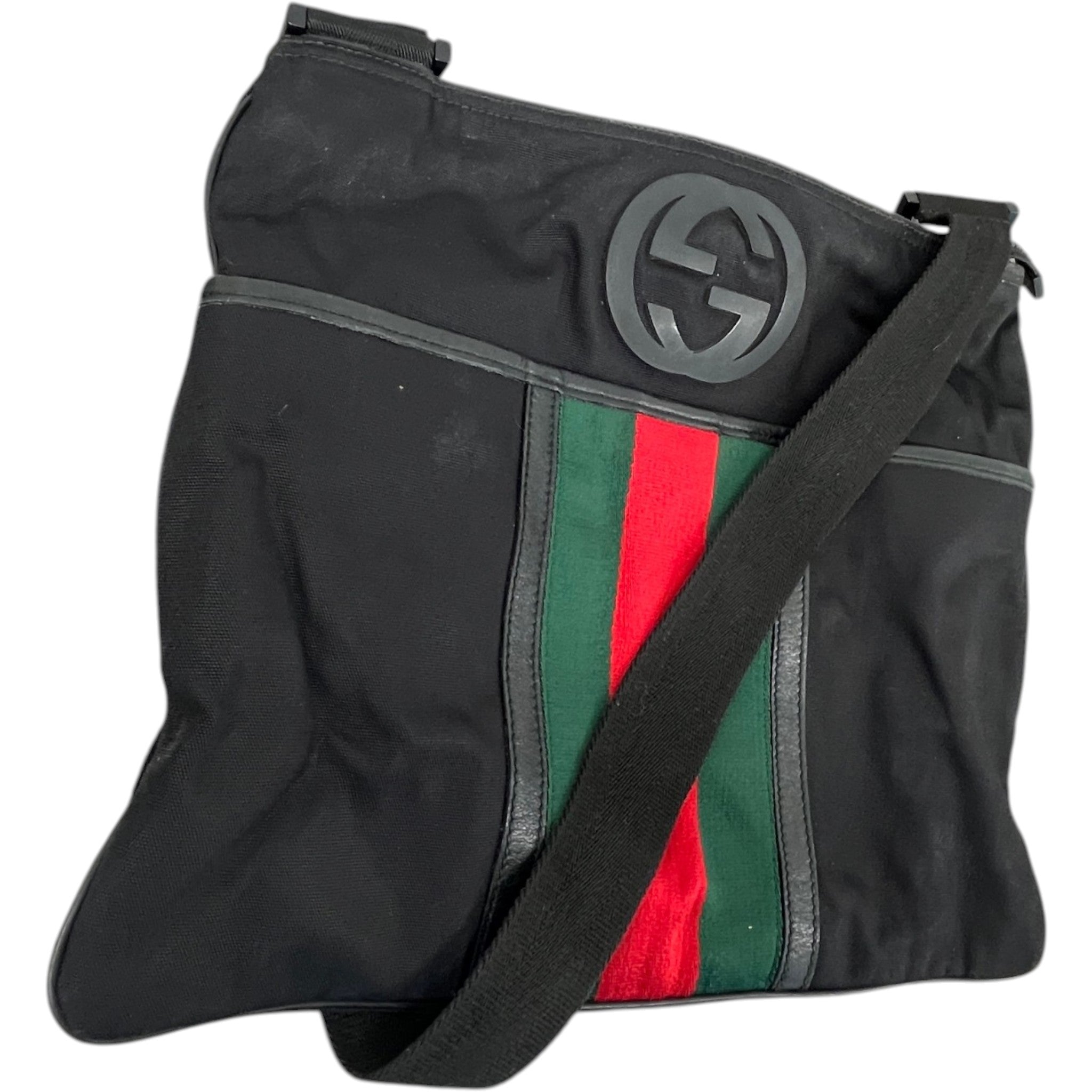 Men's Interlocking G Web Crossbody Bag Black
