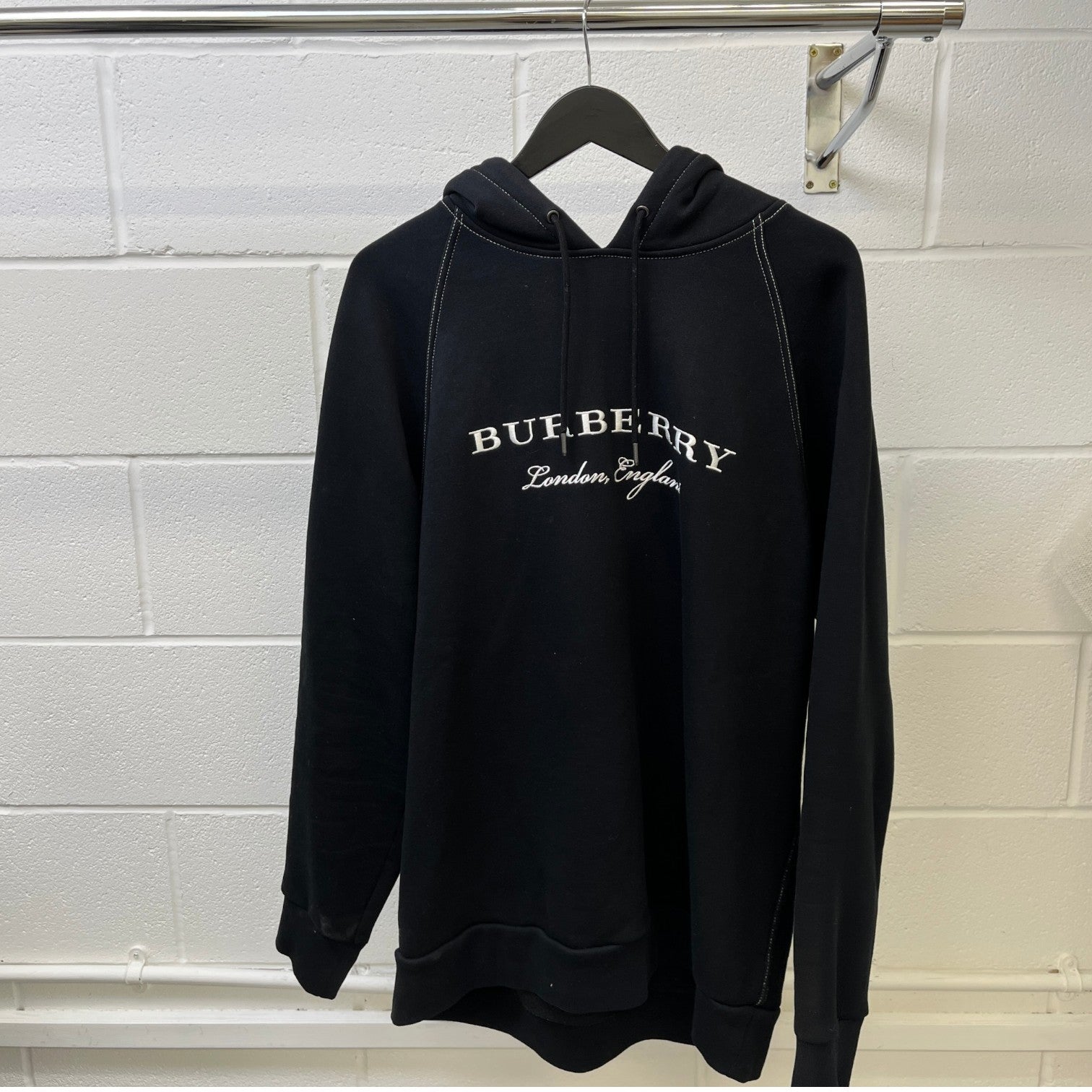 Men's Embroidered Logo Hoodie Black Size XL