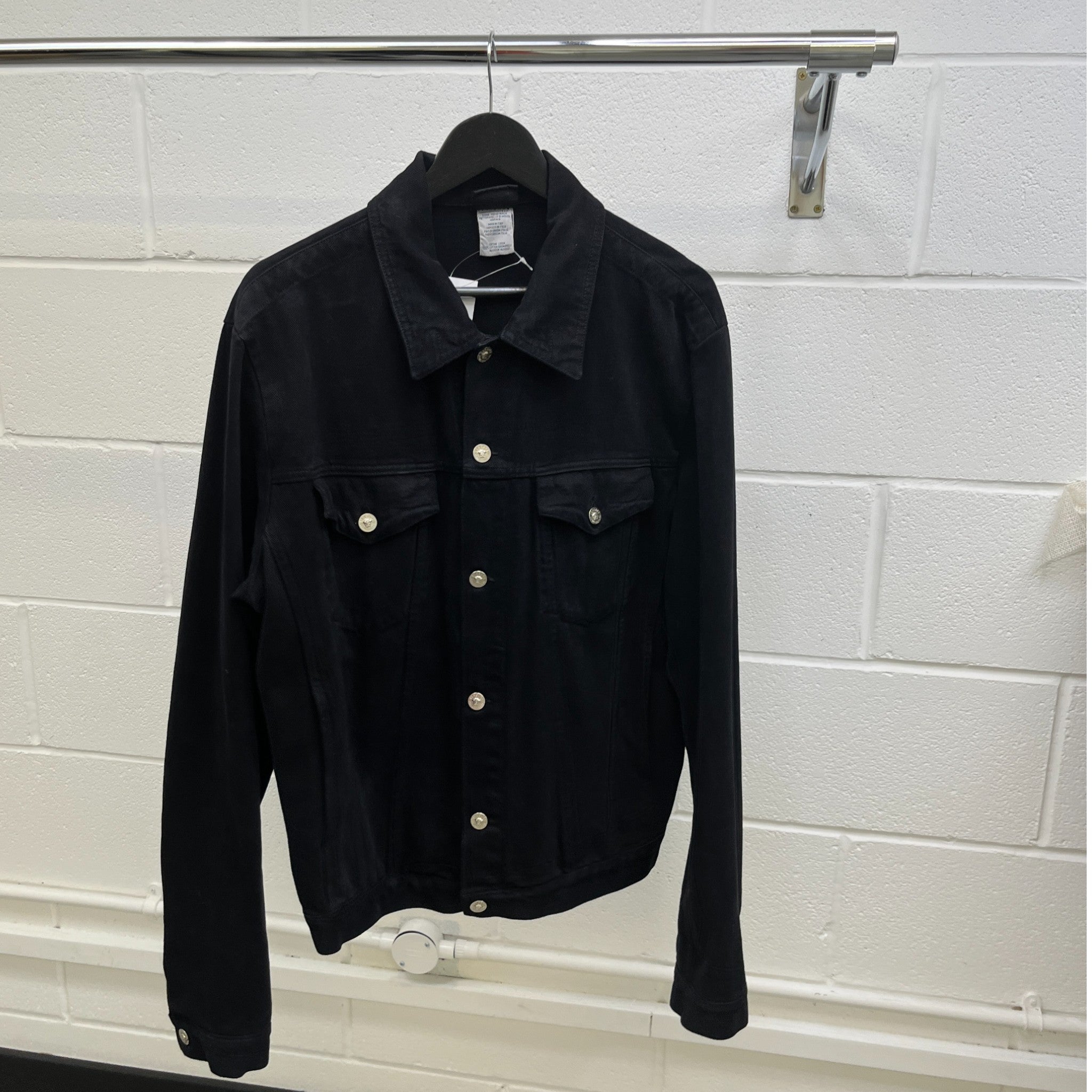 Men's Logo Buttons OverShirt Black Size XL