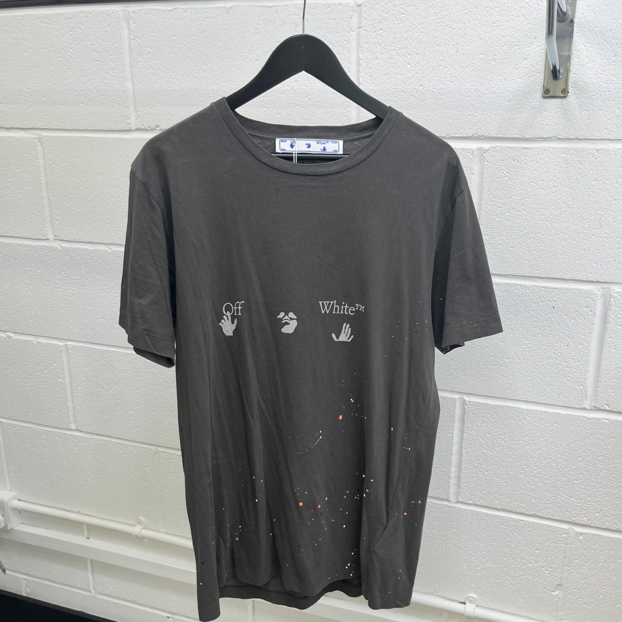 Men's Paint Splatter Logo T-Shirt Charcoal Size M