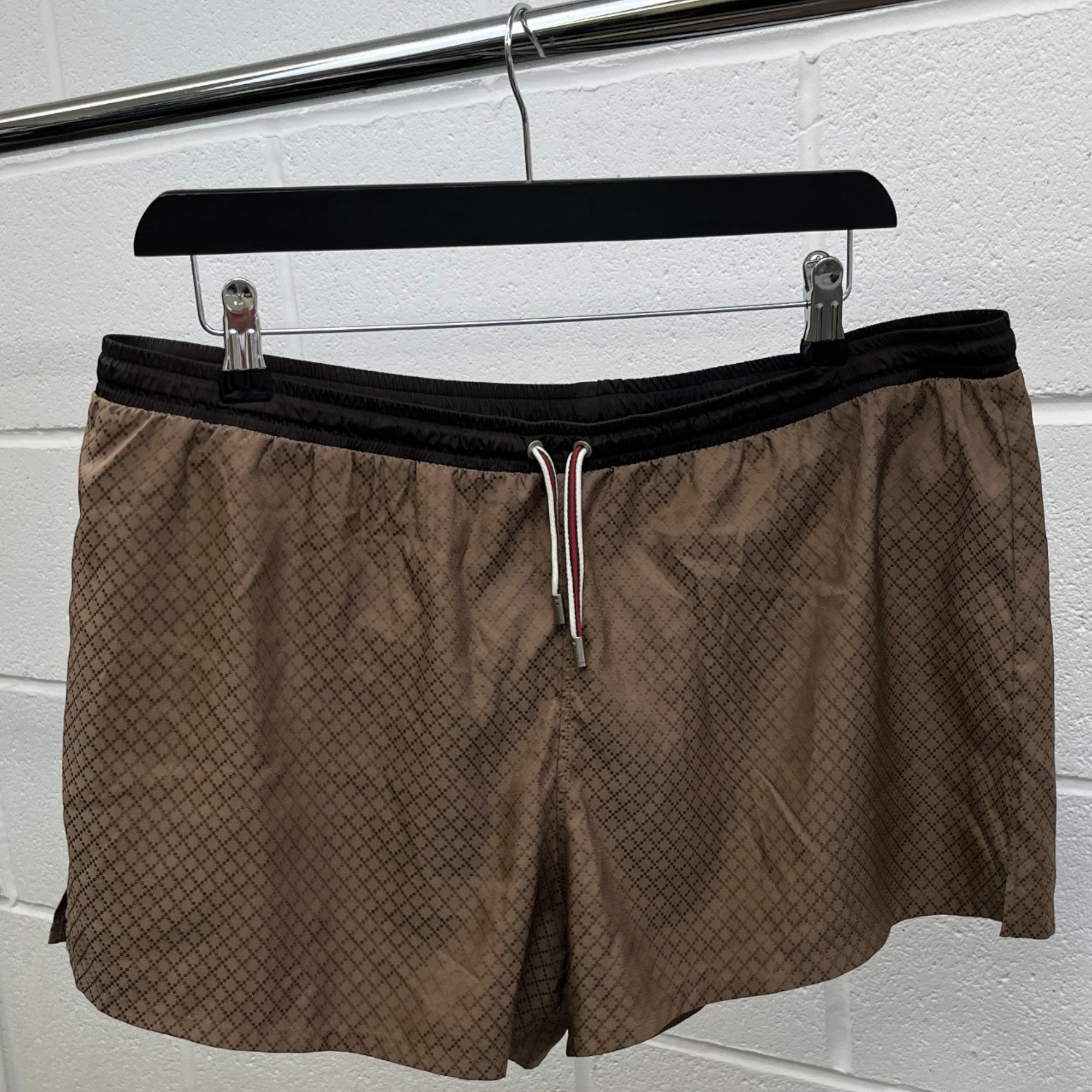 Men's Web Detail Swim Shorts Brown Size XXL