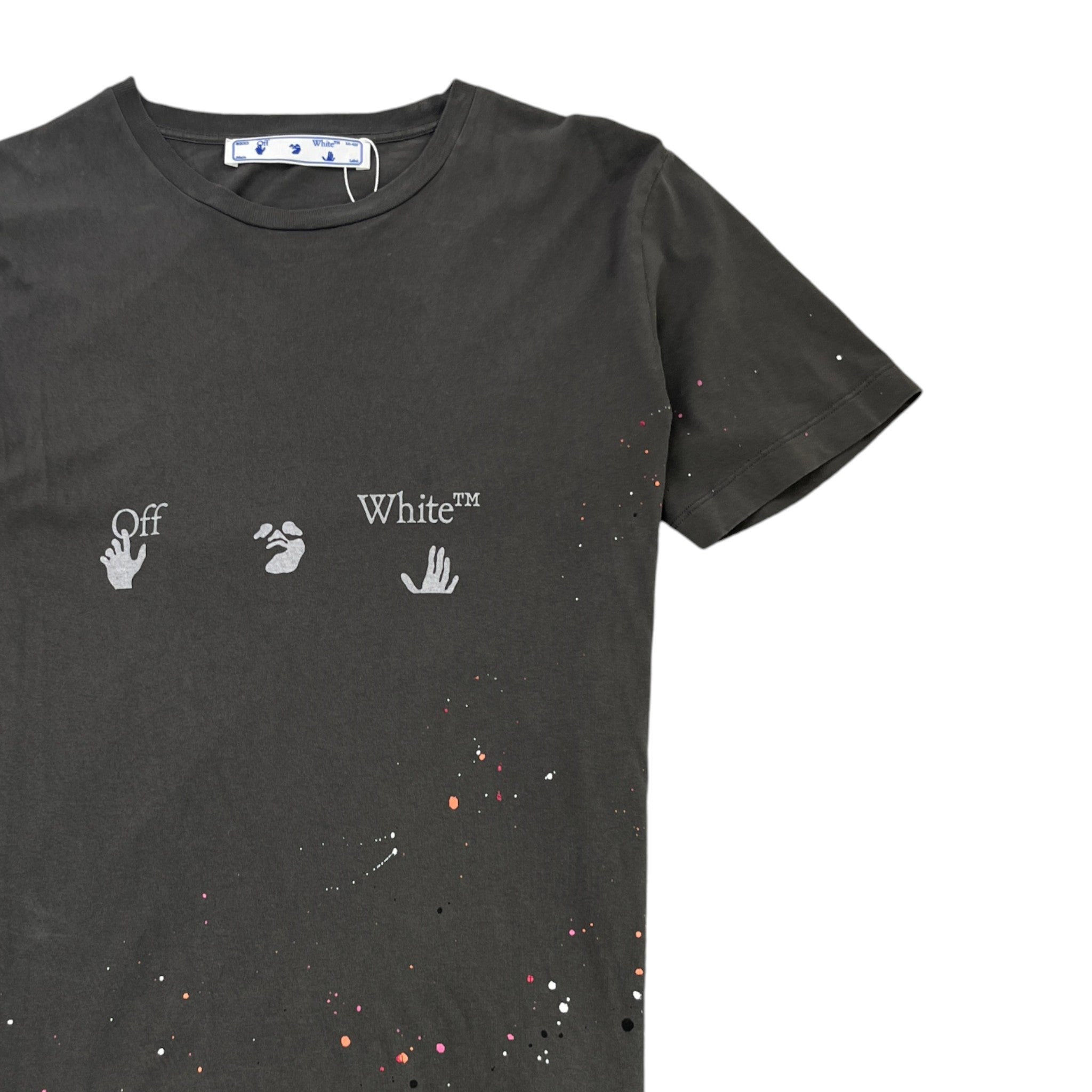 Men's Paint Splatter Logo T-Shirt Charcoal Size M