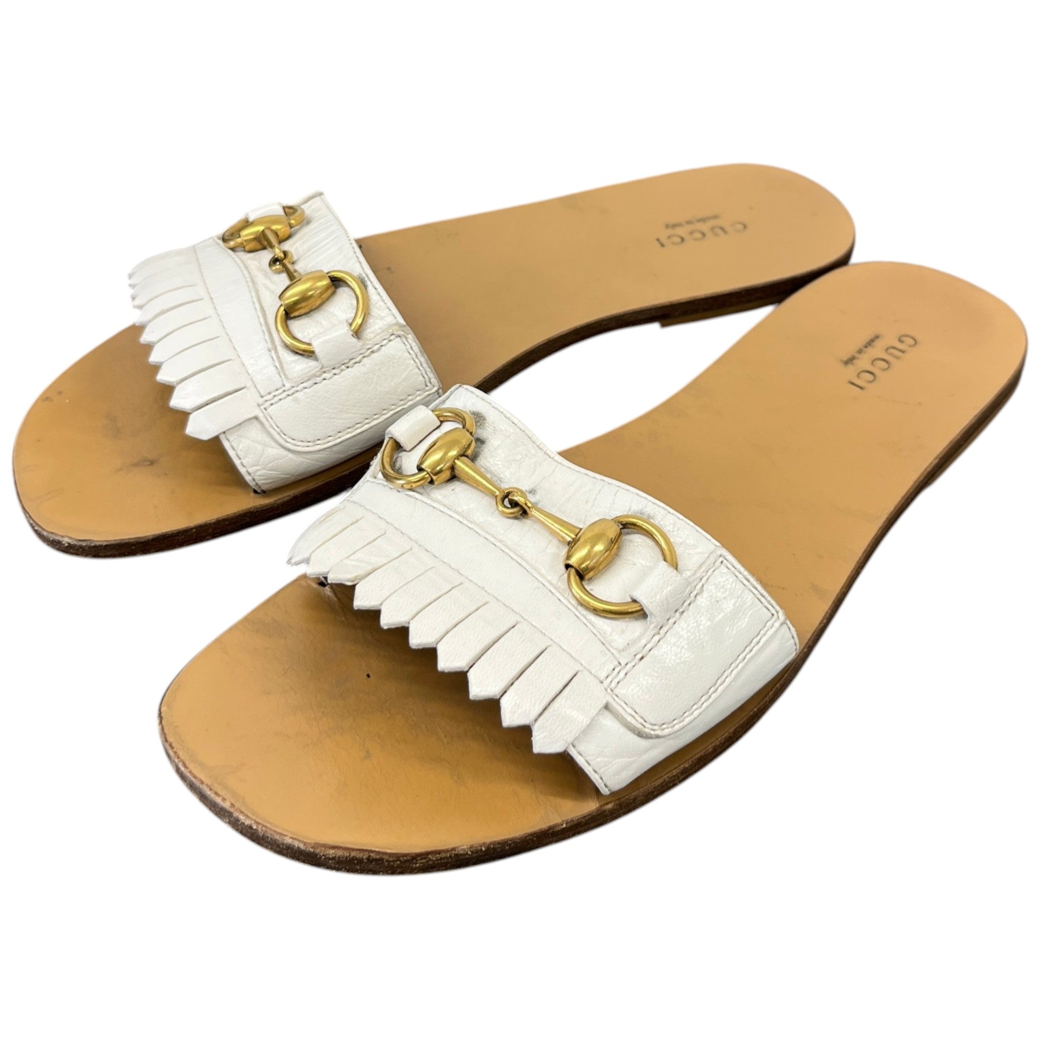 Women's Fringe Horsebit Sandals White Size EU 39 / UK 6