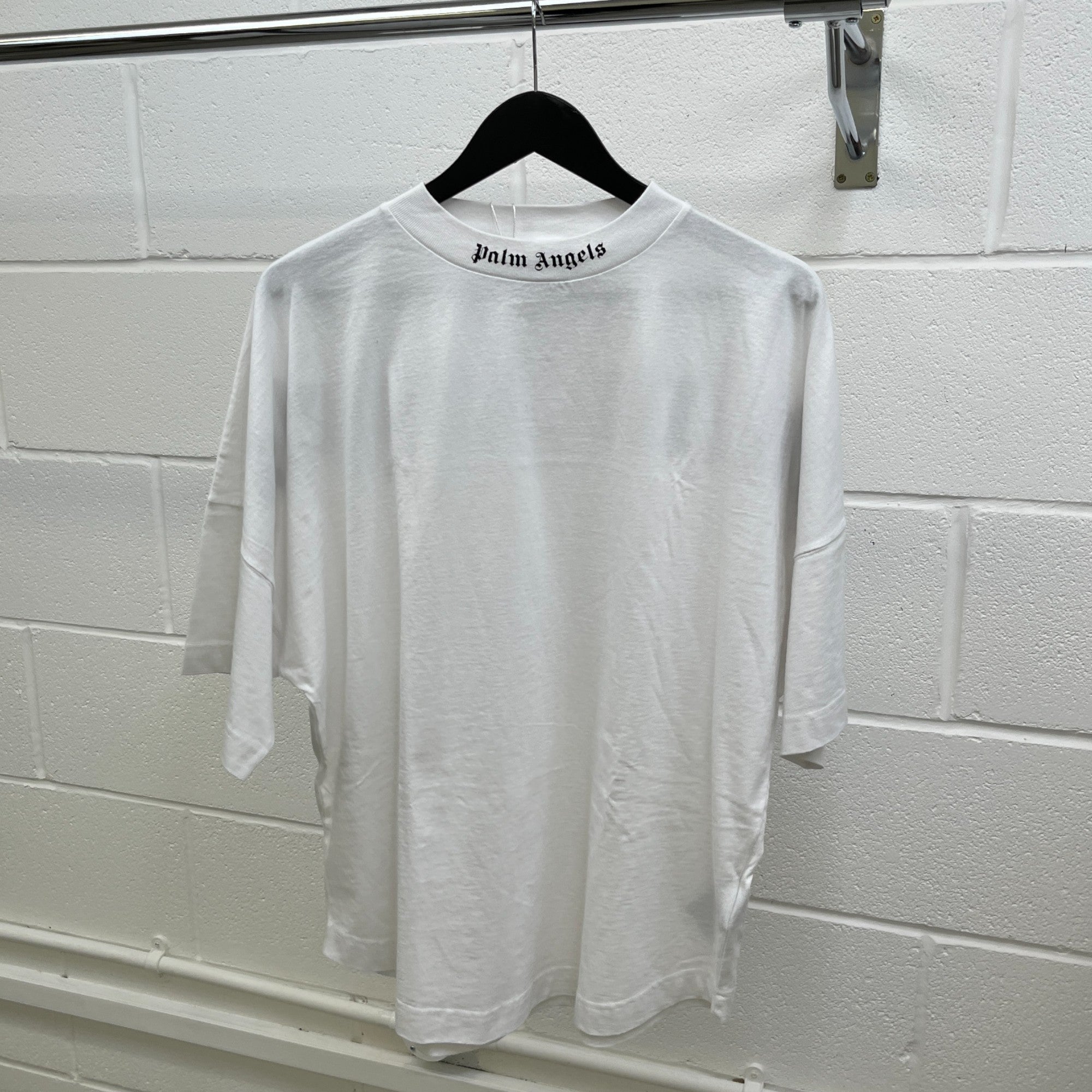 Men's Oversized Logo Print T-Shirt White Size S