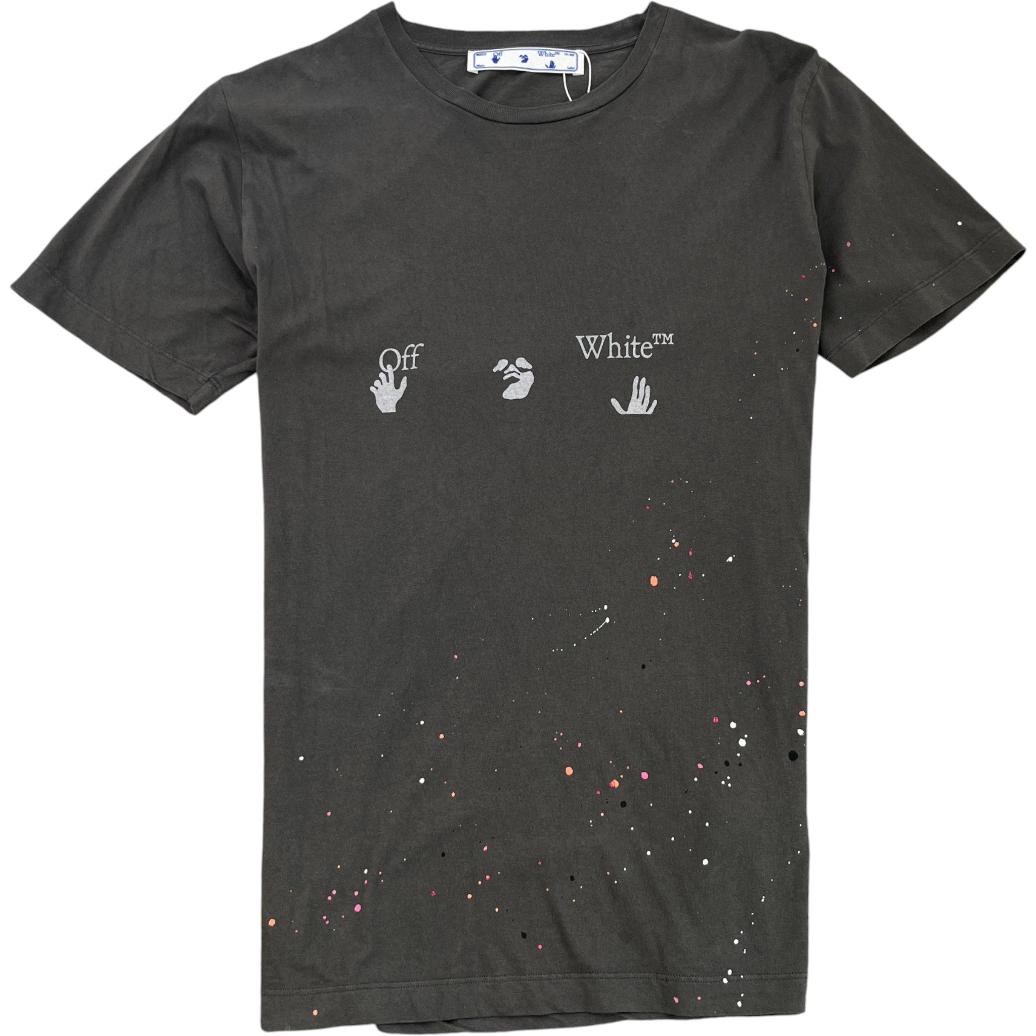 Men's Paint Splatter Logo T-Shirt Charcoal Size M