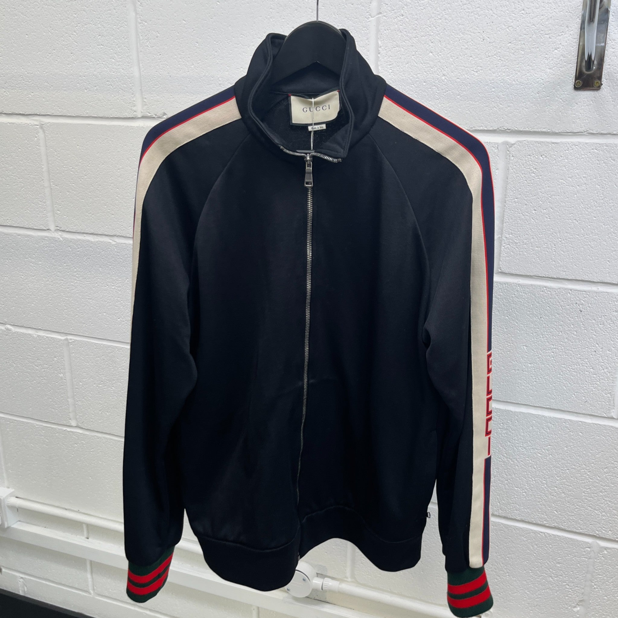 Men's Tape Logo Track Jacket Black Size M